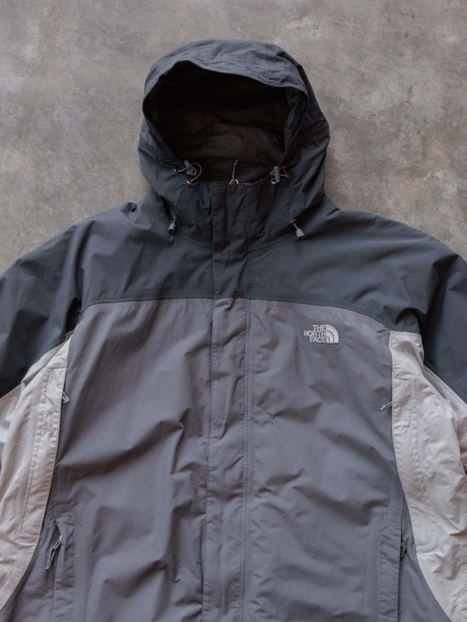 Vintage Grey The North Face Colourblock Puffer Jacket (XL)