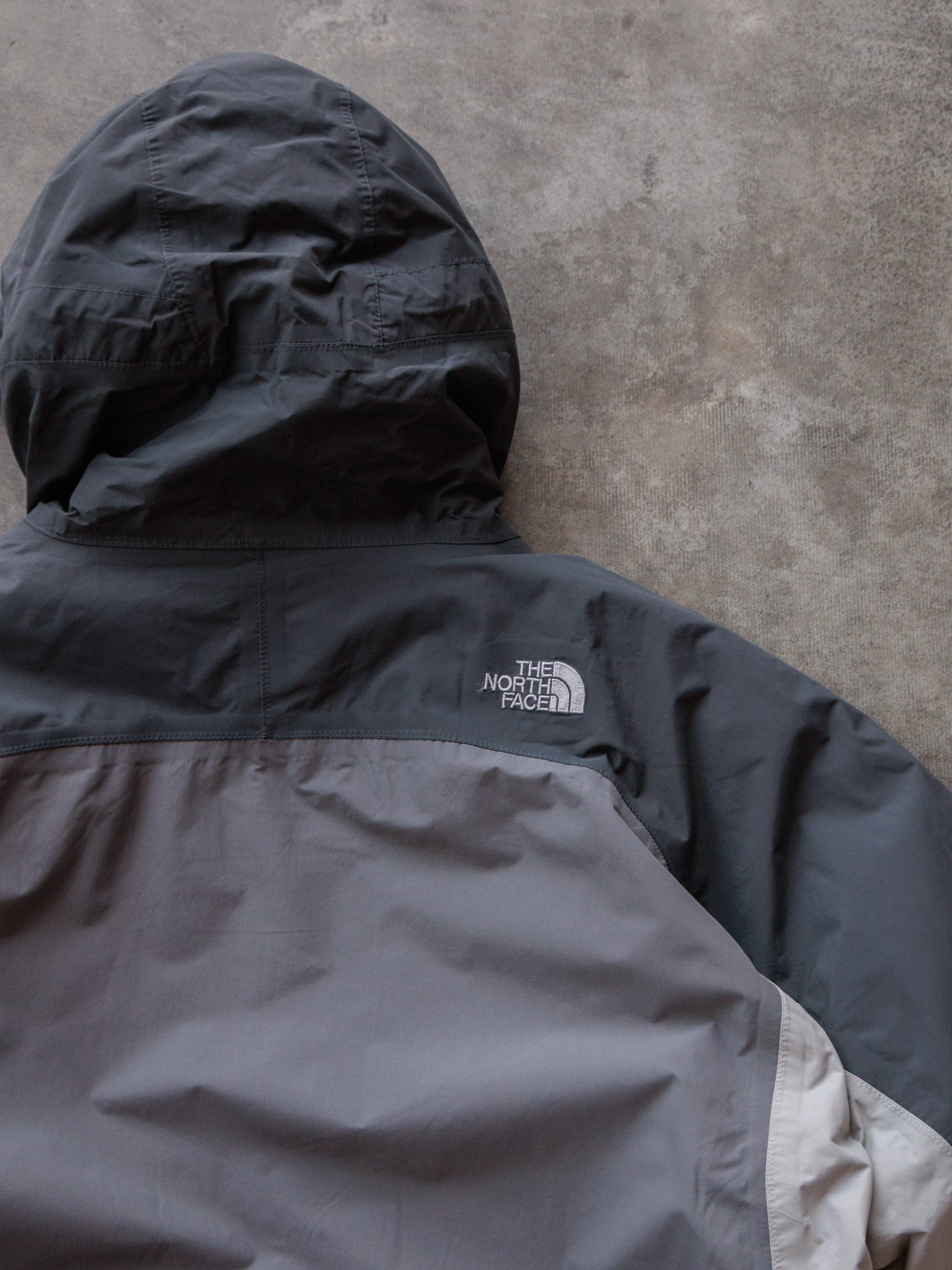 Vintage Grey The North Face Colourblock Puffer Jacket (XL)