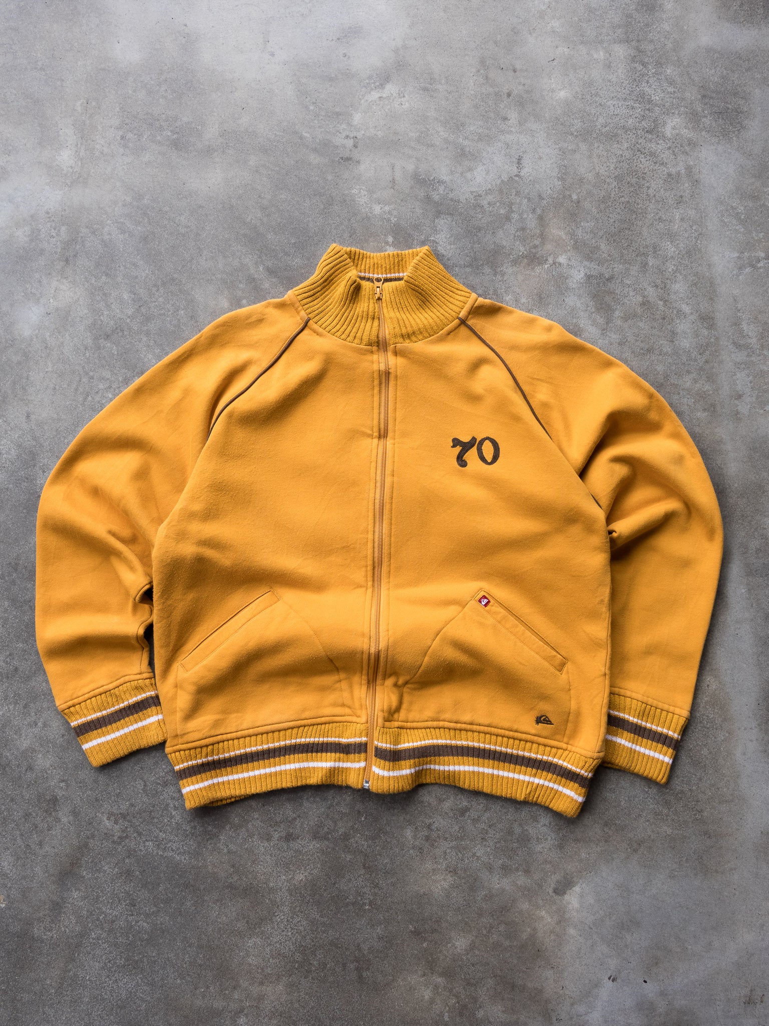 Vintage 00s Yellow Quiksilver Zip Sweatshirt (L)
