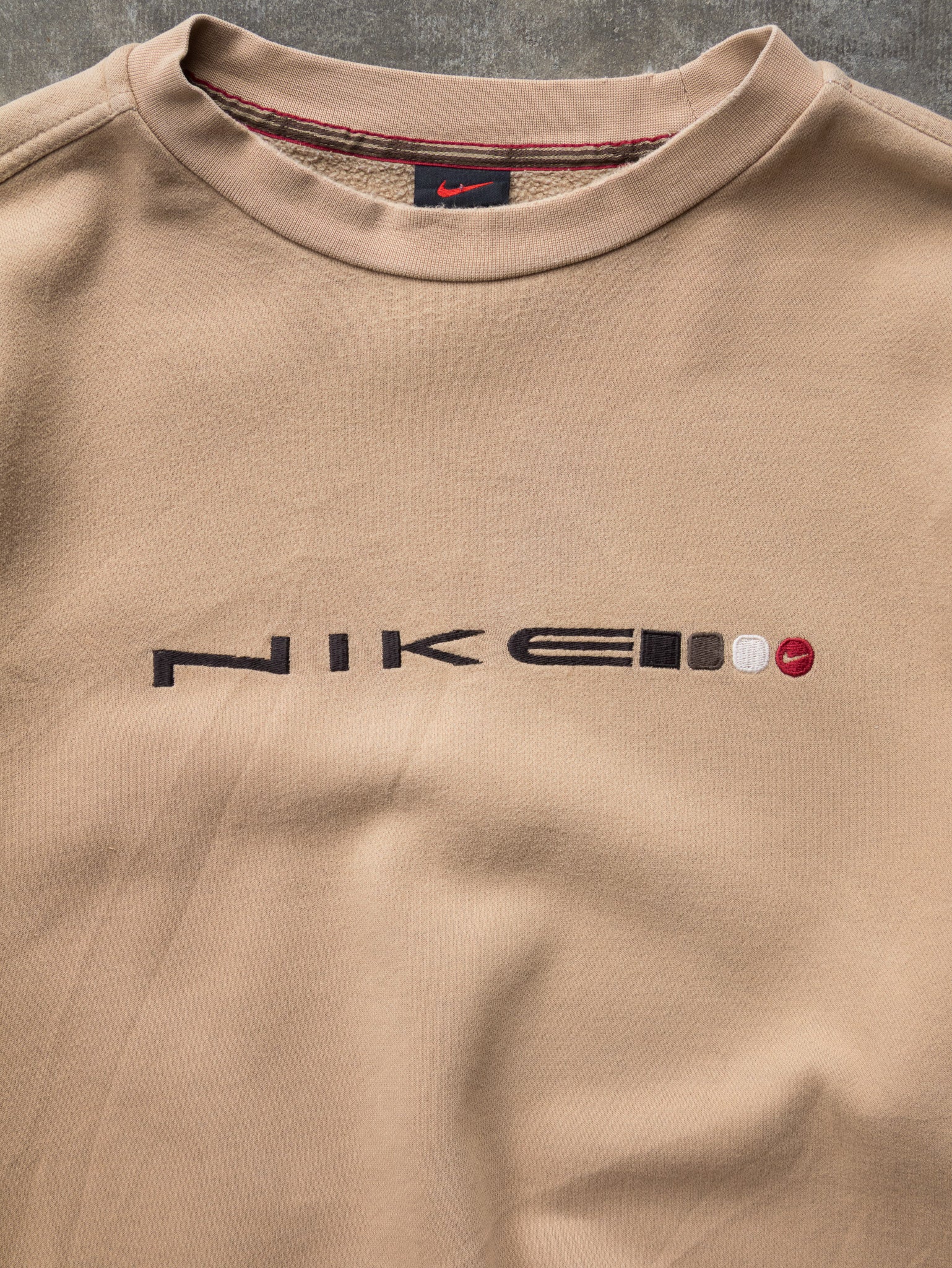 Vintage 00s Tan Nike Spell-Out Sweatshirt (L)
