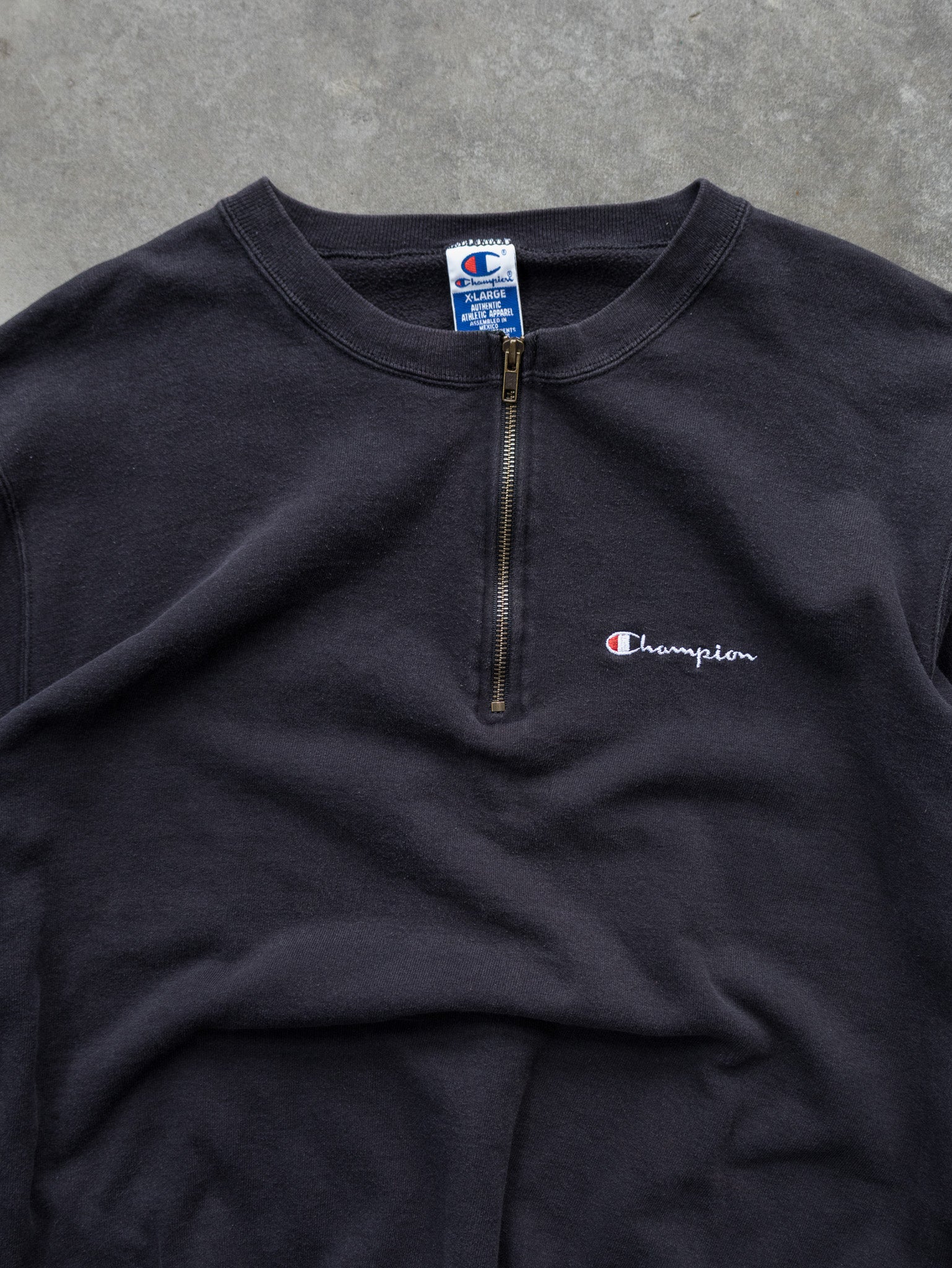 Vintage Black Champion Quarter Zip Sweatshirt (XL)