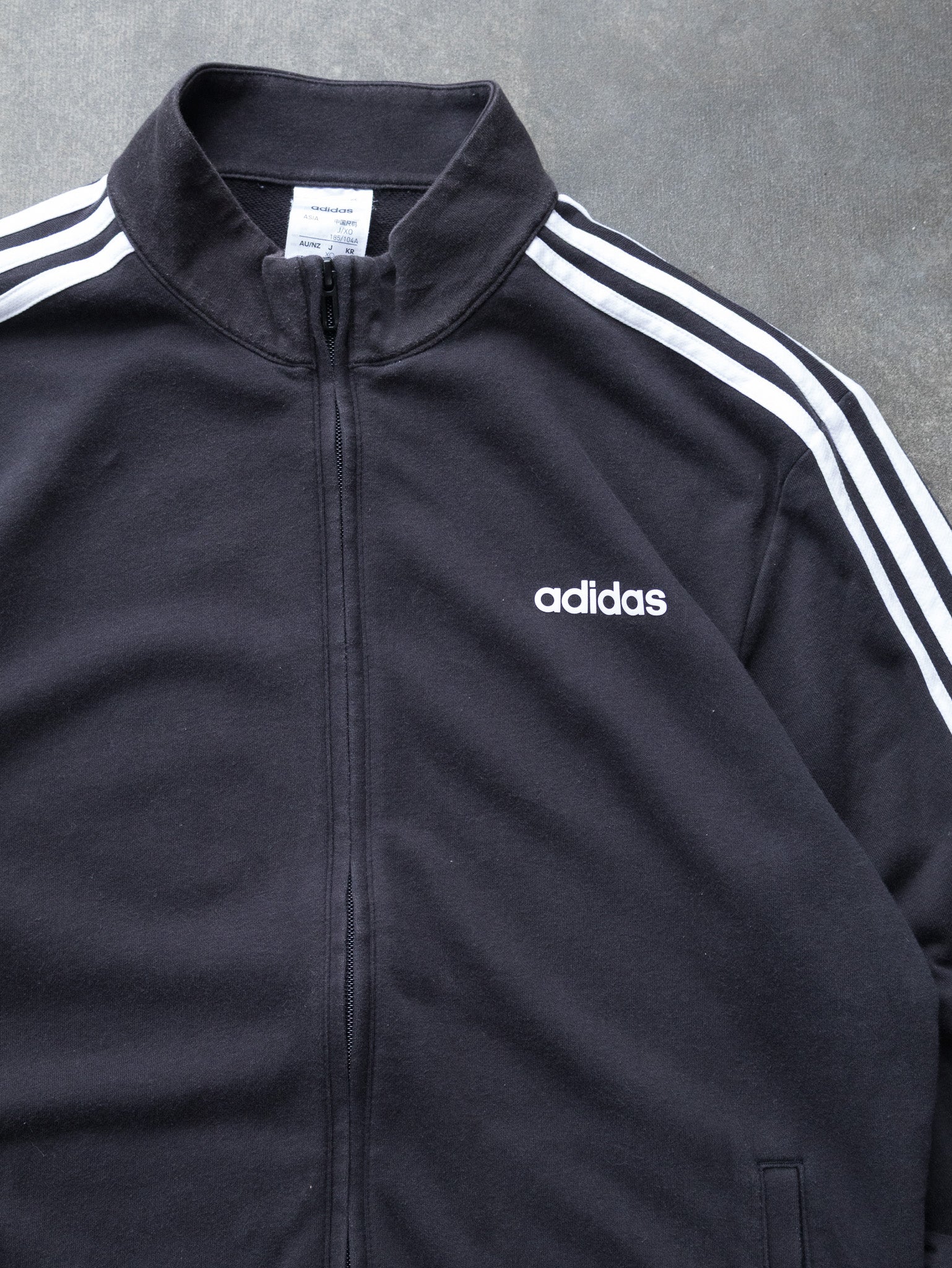 Vintage Black Adidas 3-Stripe Zip Sweatshirt (L)