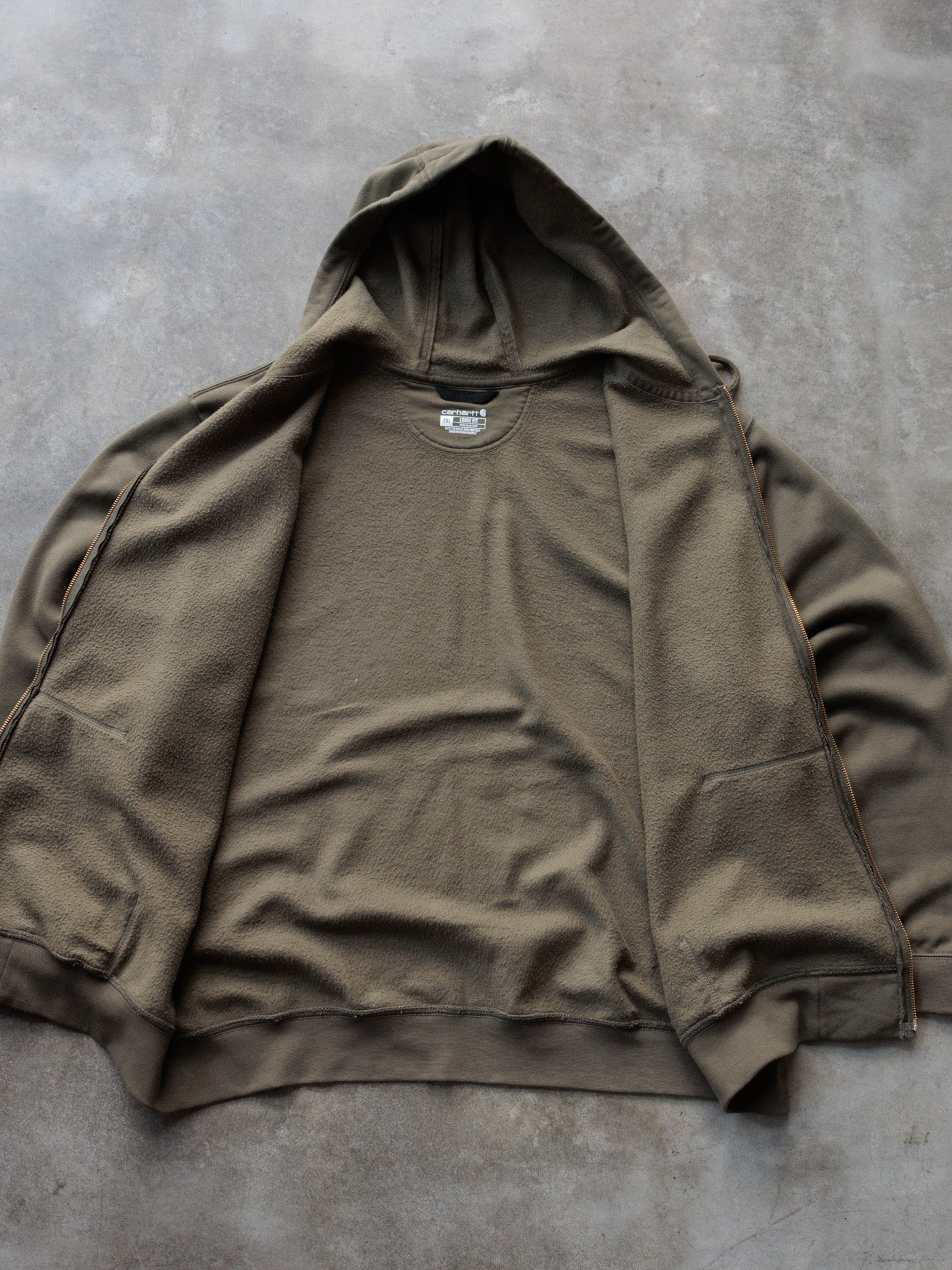 Vintage Green Carhartt Full Zip Hoodie (2XL)