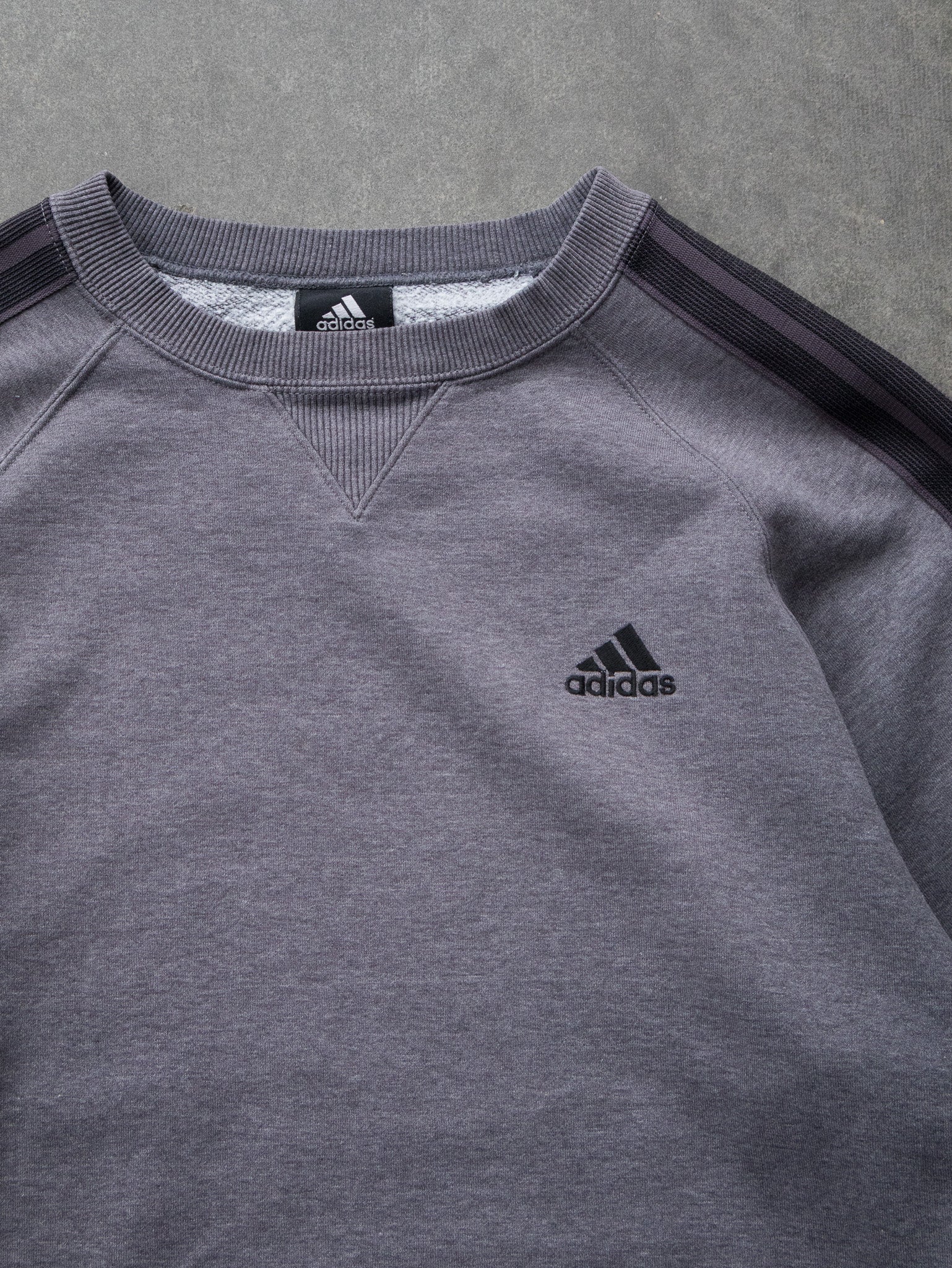 Vintage Grey Adidas 3-Stripe Sweatshirt (L)
