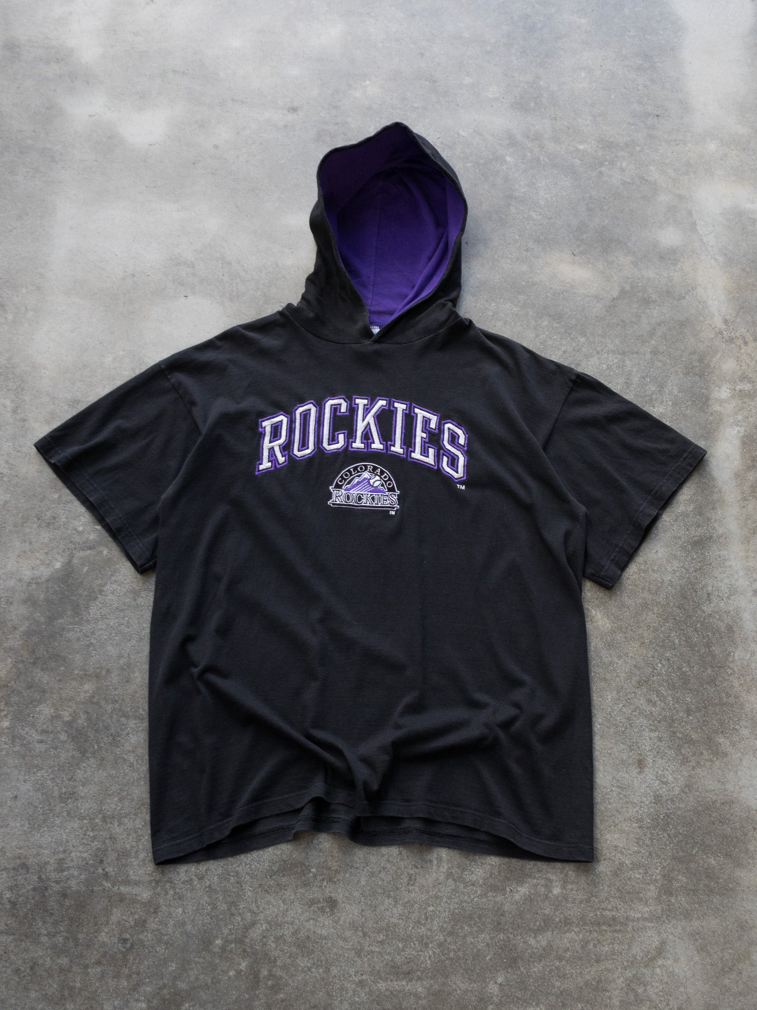 Vintage 90s Colorado Rockies Hooded Tee (XL)
