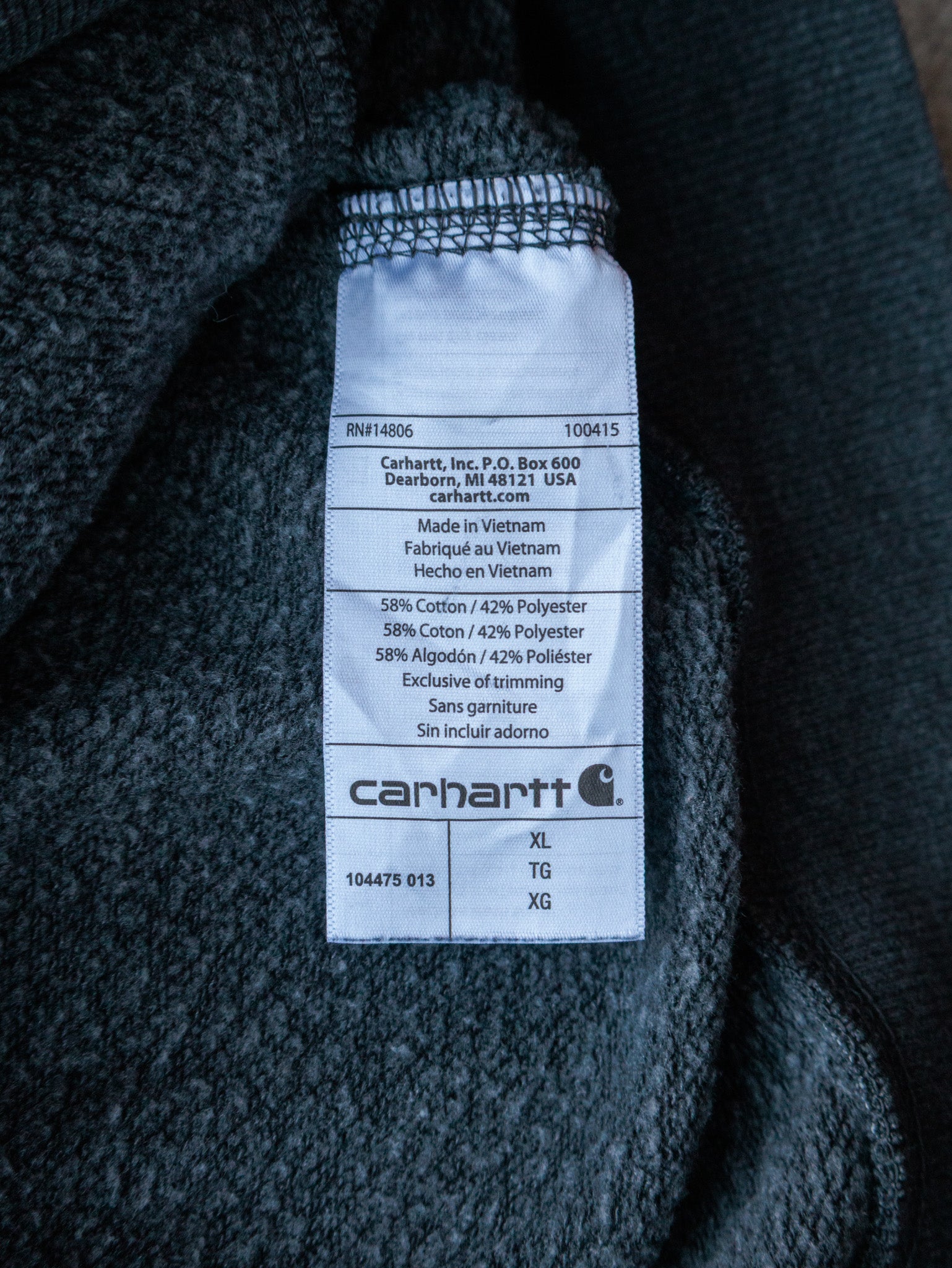 Vintage Grey Carhartt Fleece Sweatshirt (XL)