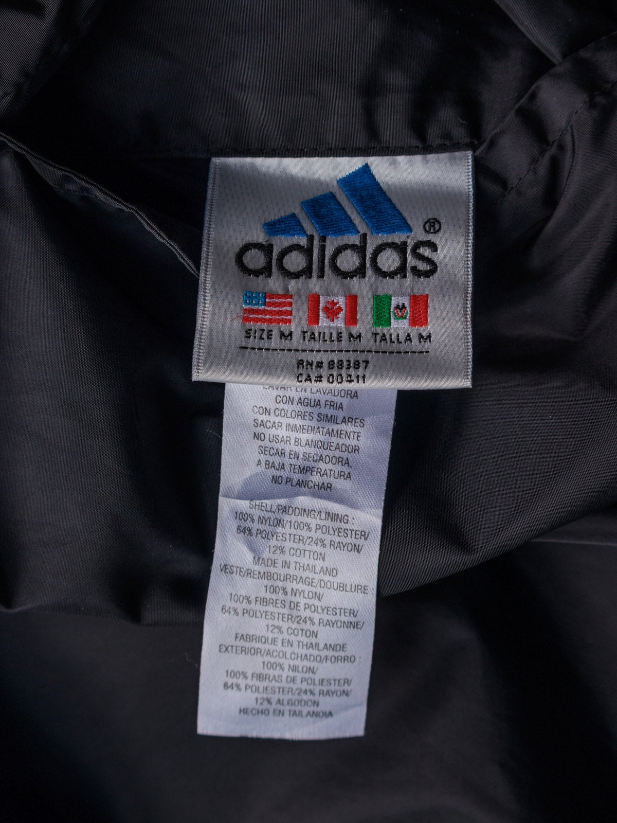 Vintage Grey & Black Adidas Reversible Spell Out Hooded Jacket (M)
