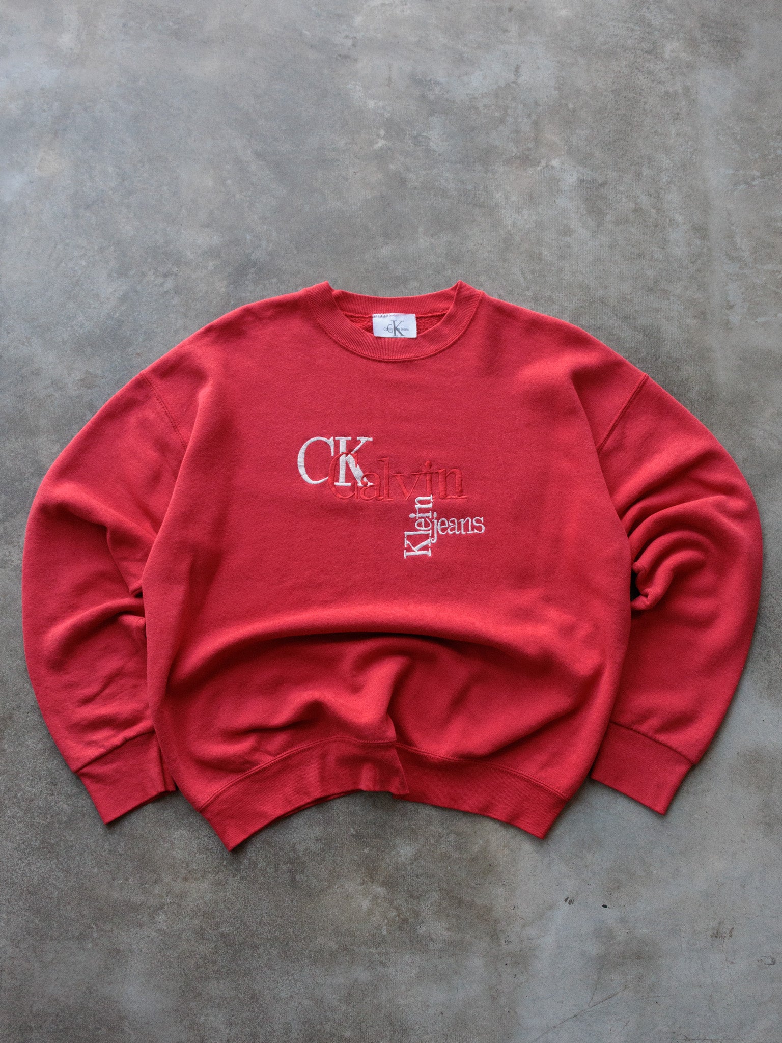Vintage 90s Red Calvin Klein Jeans Sweatshirt (L)