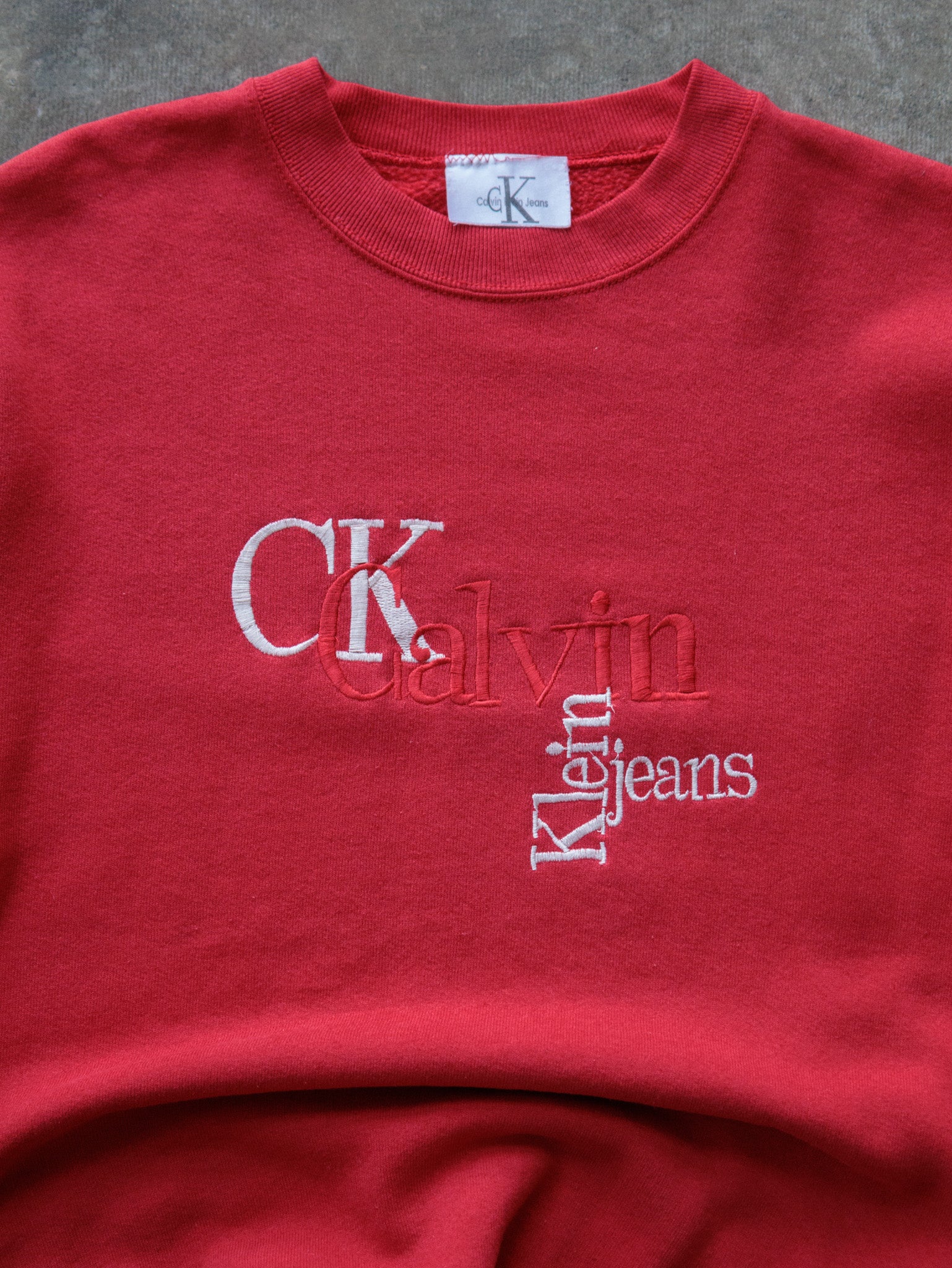 Vintage 90s Red Calvin Klein Jeans Sweatshirt (L)