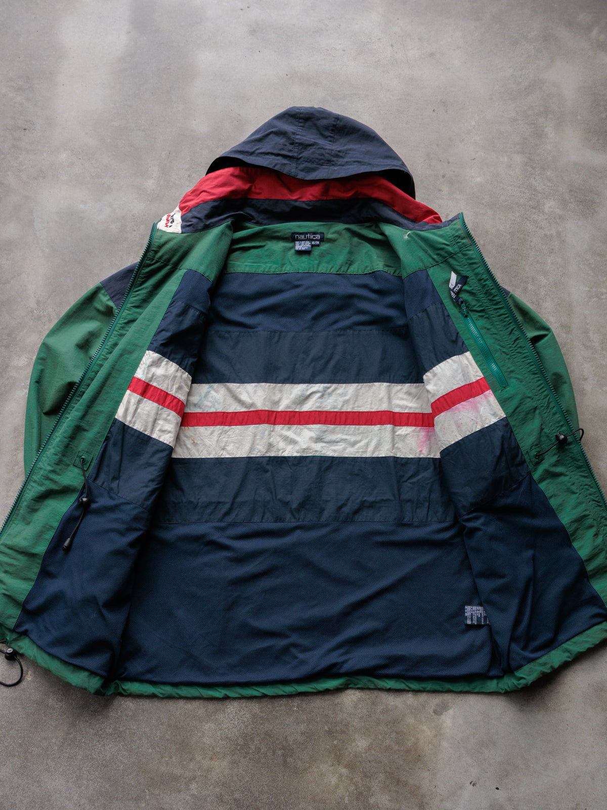 Vintage 90s Green Nautica Colourblock Jacket (XL)
