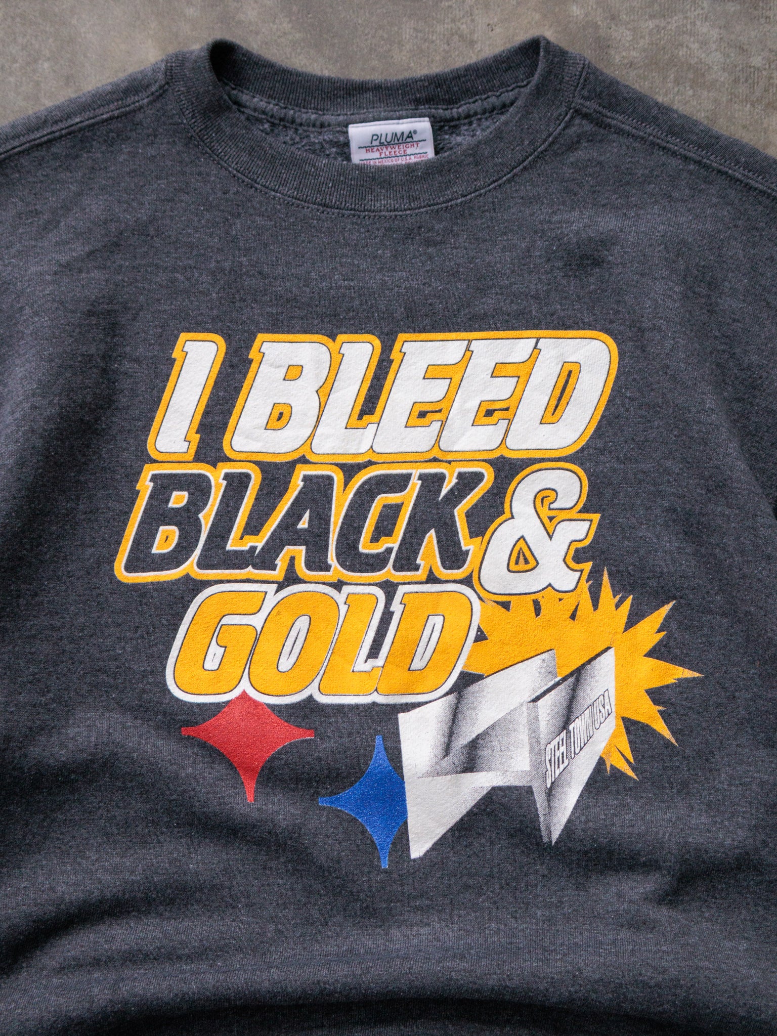 Vintage 90s Grey Pittsburgh Steelers I Bleed Black & Gold Sweatshirt (L)