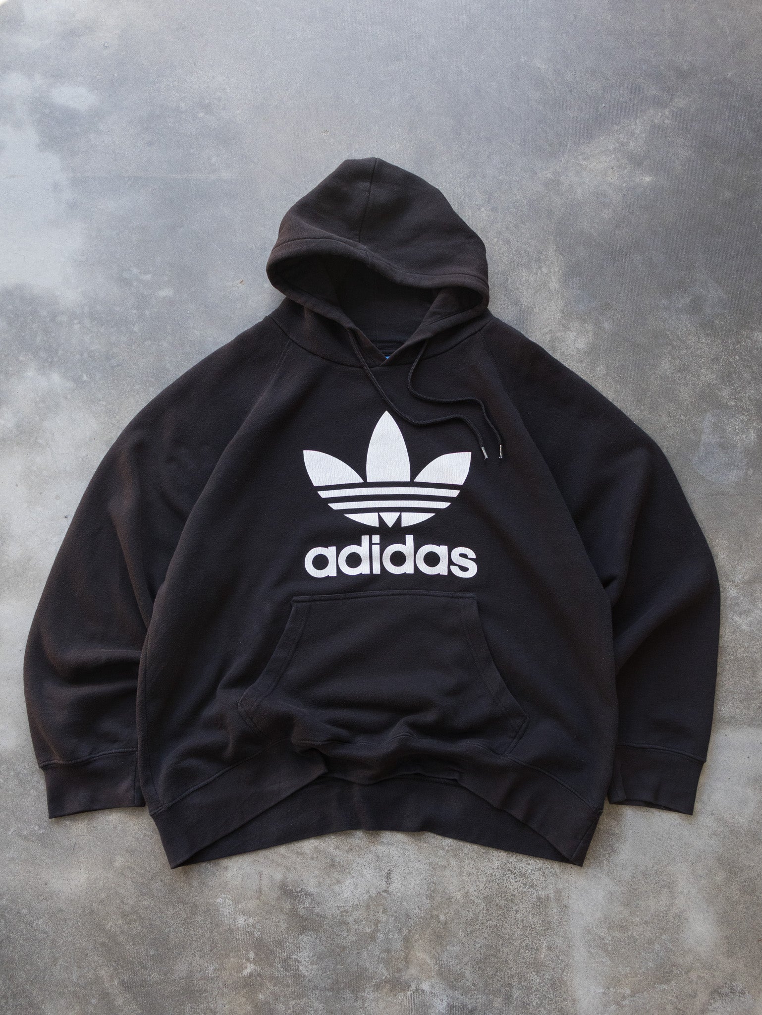 Vintage Black Adidas Trefoil Hoodie (2XL)