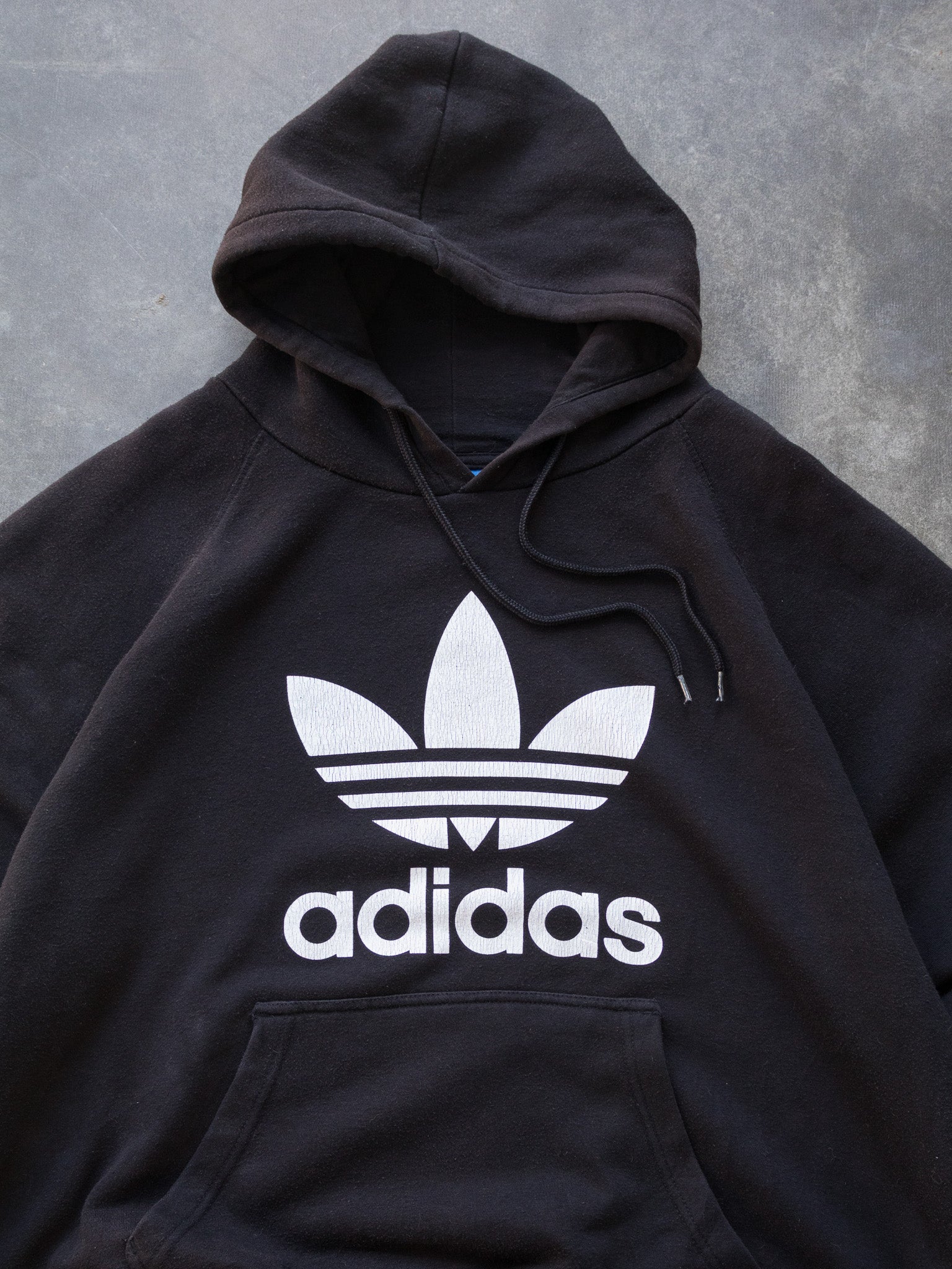 Vintage Black Adidas Trefoil Hoodie (2XL)