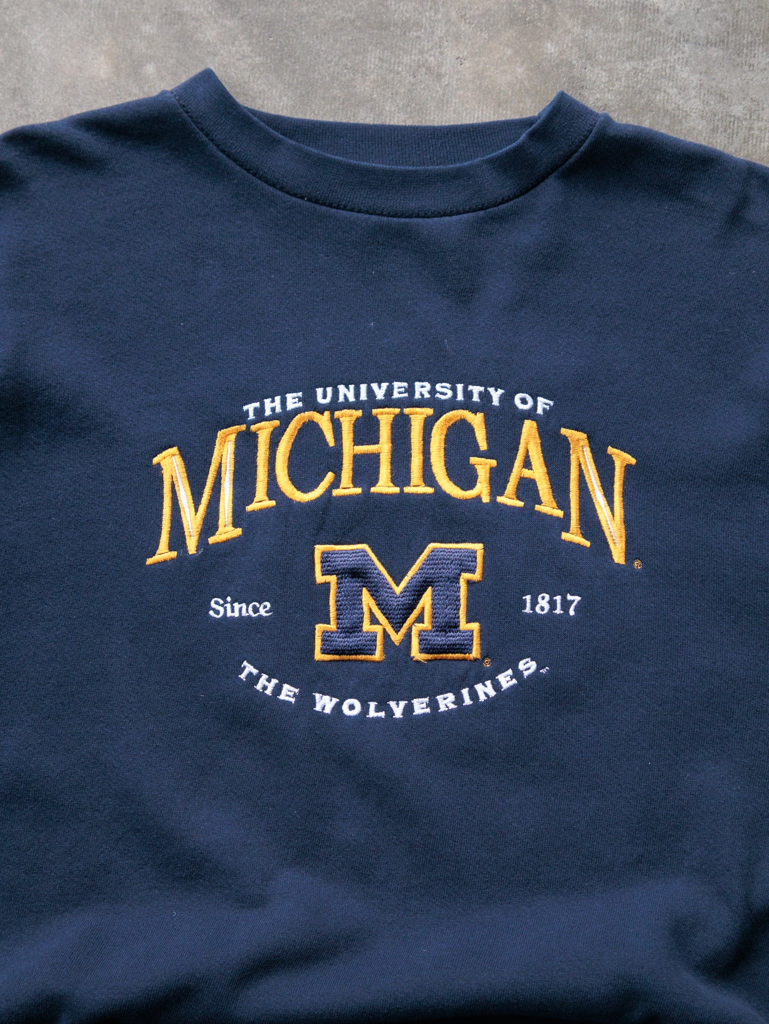 Vintage 90s Navy University of Michigan Wolverines Sweatshirt (XL)