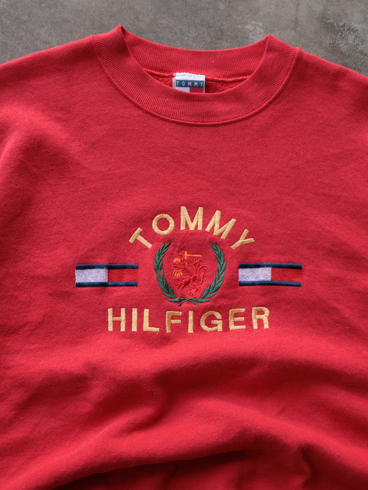 Vintage 90s Red Tommy Hilfiger Crest Sweatshirt (XL)