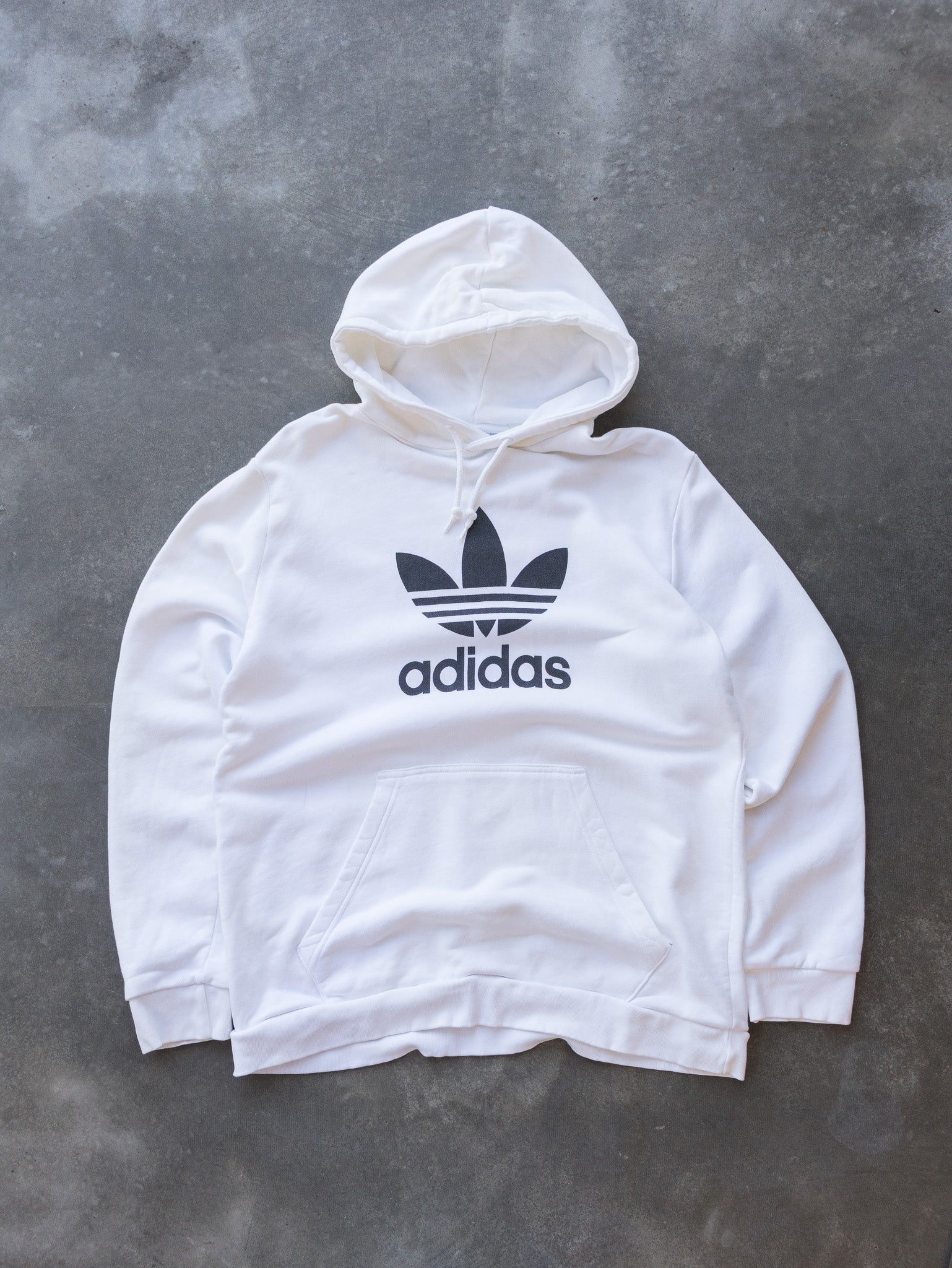 Vintage White Adidas Trefoil Hoodie (M)