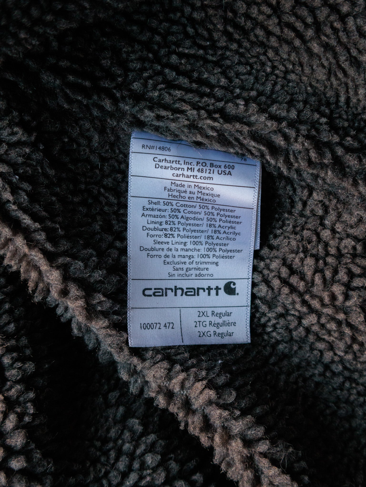Vintage Navy Carhartt Sherpa-Lined Hoodie (2XL)