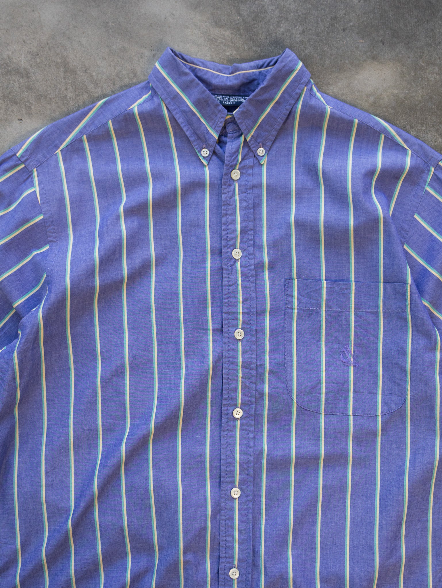 Vintage Blue Nautica Short Sleeve Stripe Shirt (M)