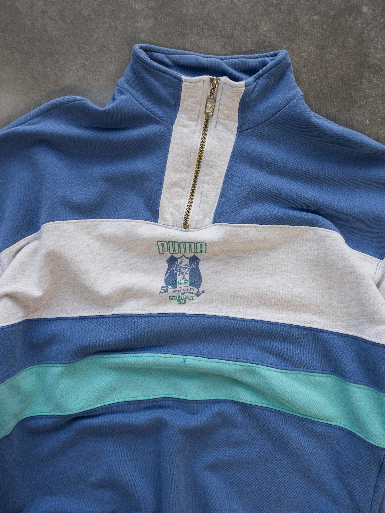 Vintage Blue Puma Quarter Zip Sweatshirt (L)