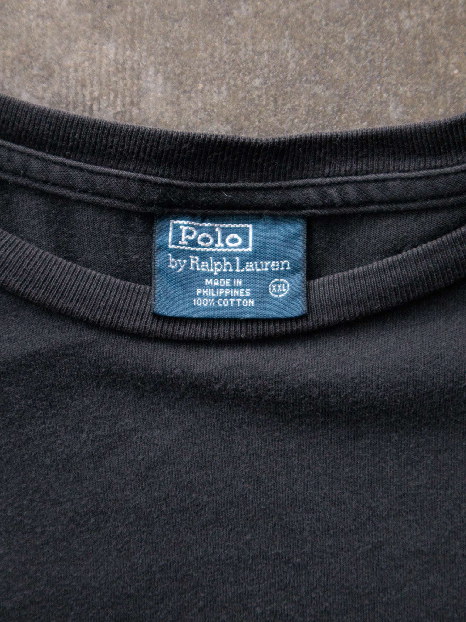Vintage 90s Black Polo Ralph Lauren Pocket Tee (2XL)