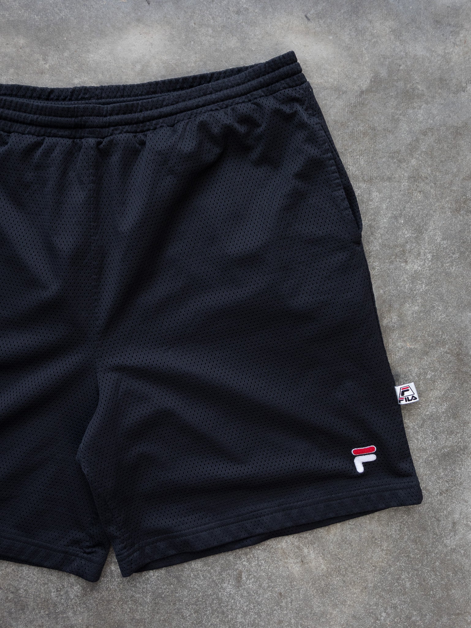 Vintage Black Fila Mesh Shorts (XL)
