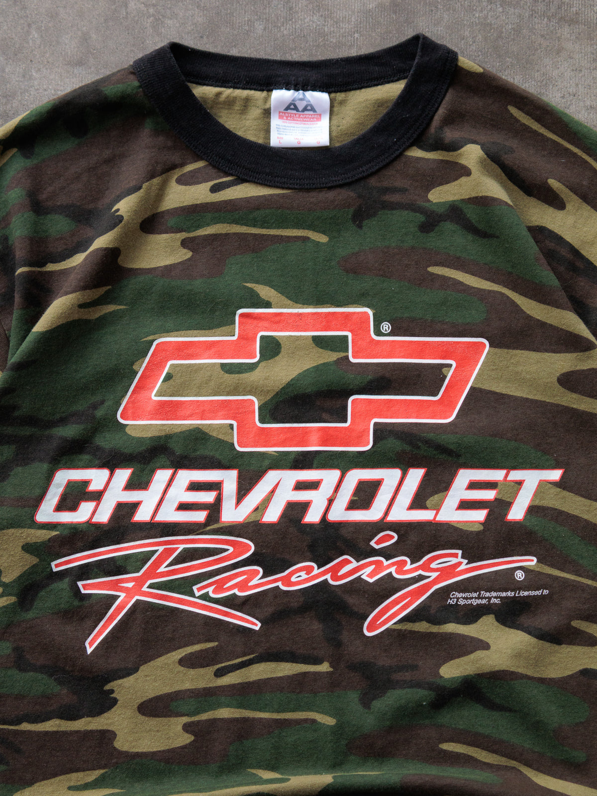 Vintage 00s Green Camo Chevrolet Racing Tee (L)