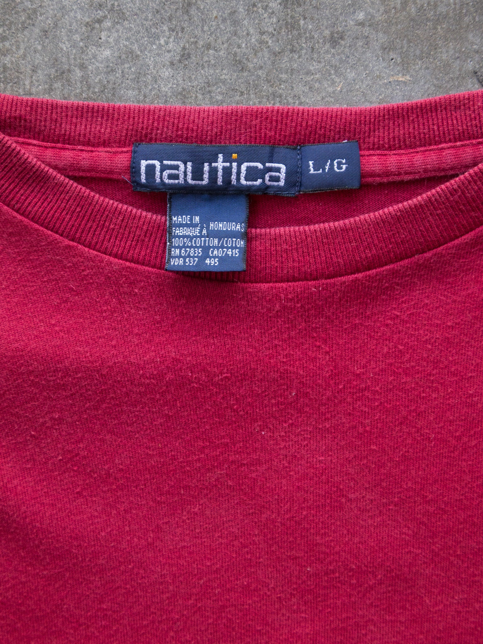 Vintage 00s Red Nautica Pocket Long Sleeve (L)