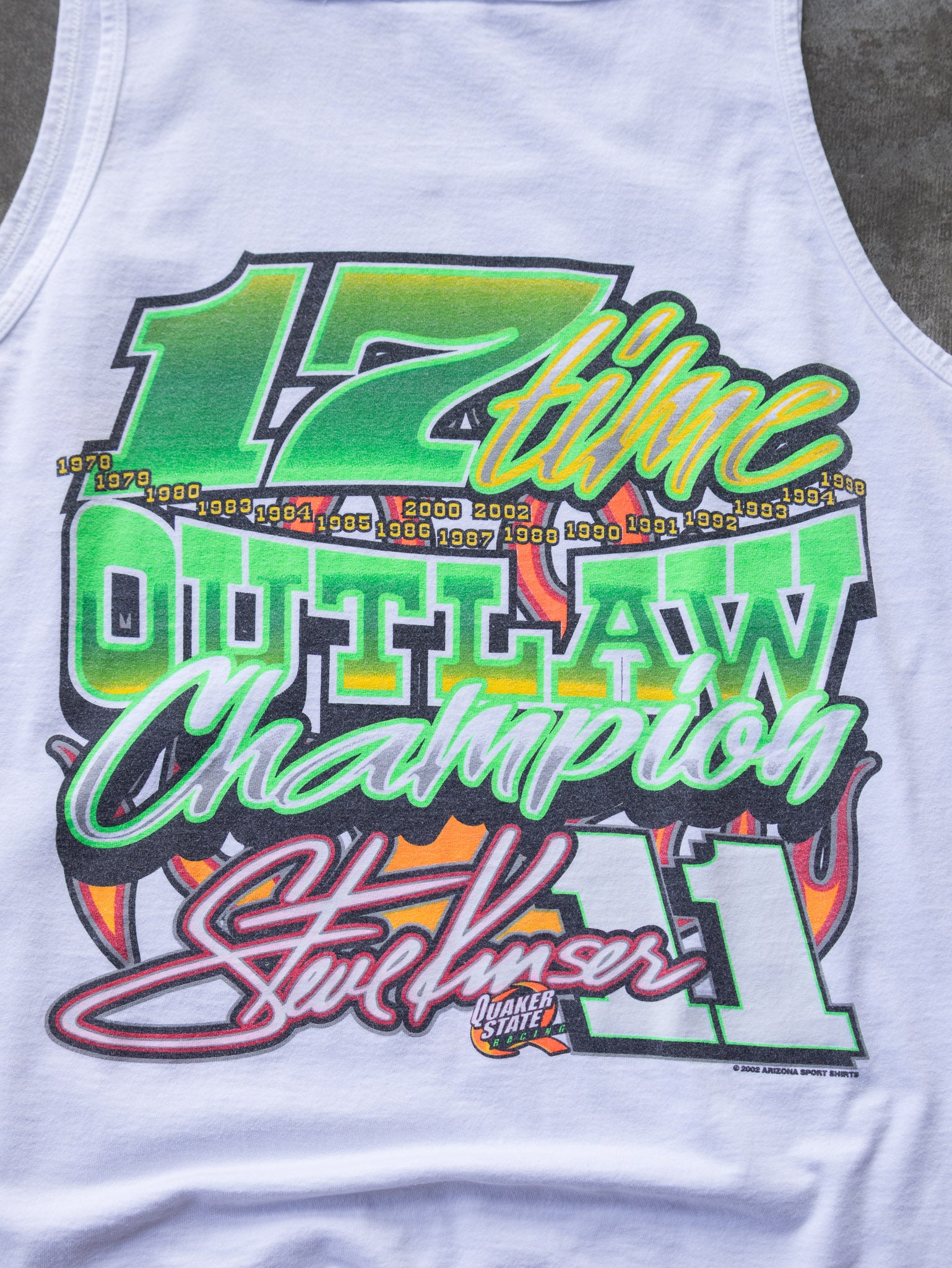 Vintage 00s White Steve Kinser Outlaw Champion Racing Tank (XL)