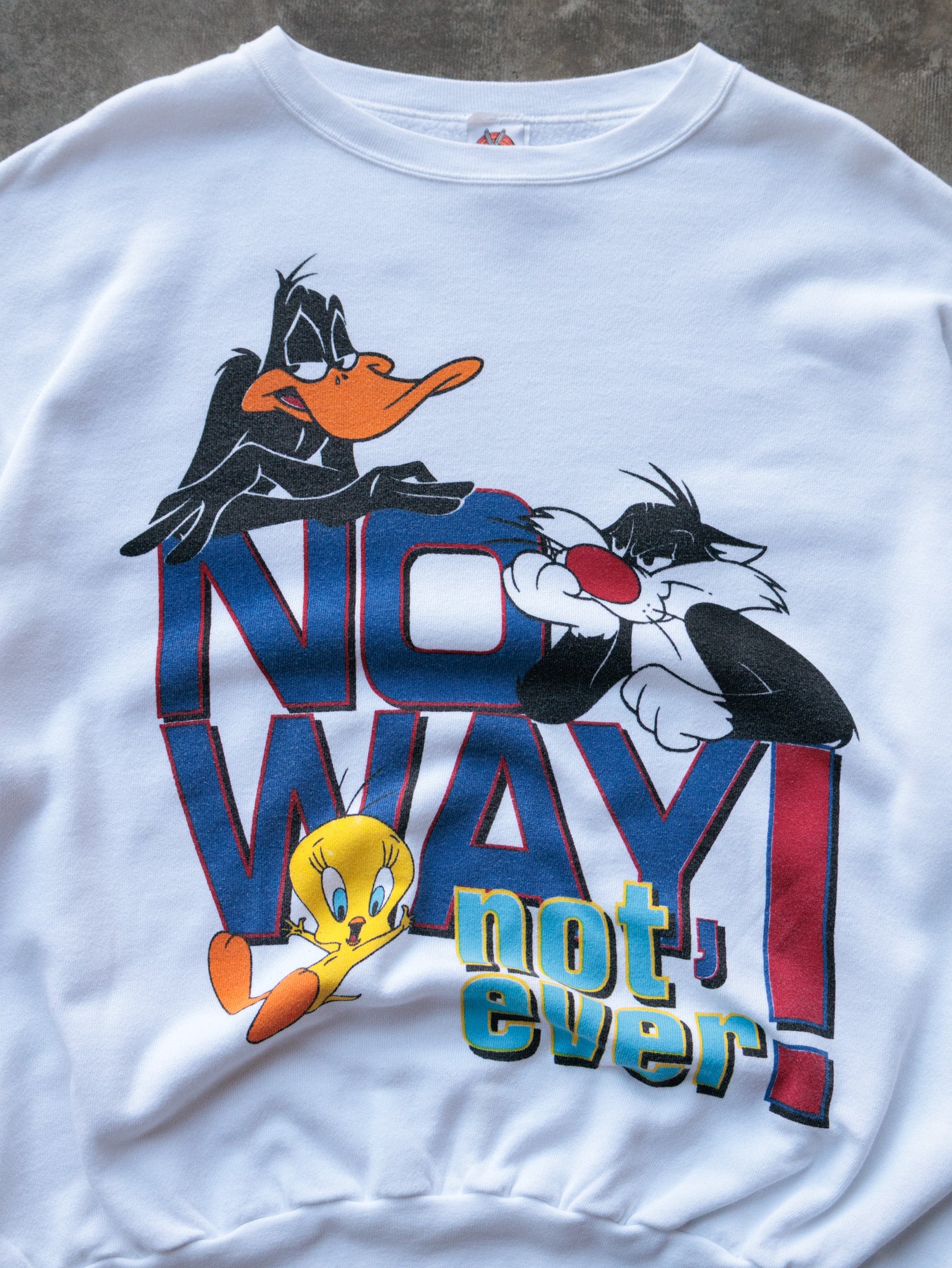 Vintage 90s White Looney Tunes No Way! Sweatshirt (-)