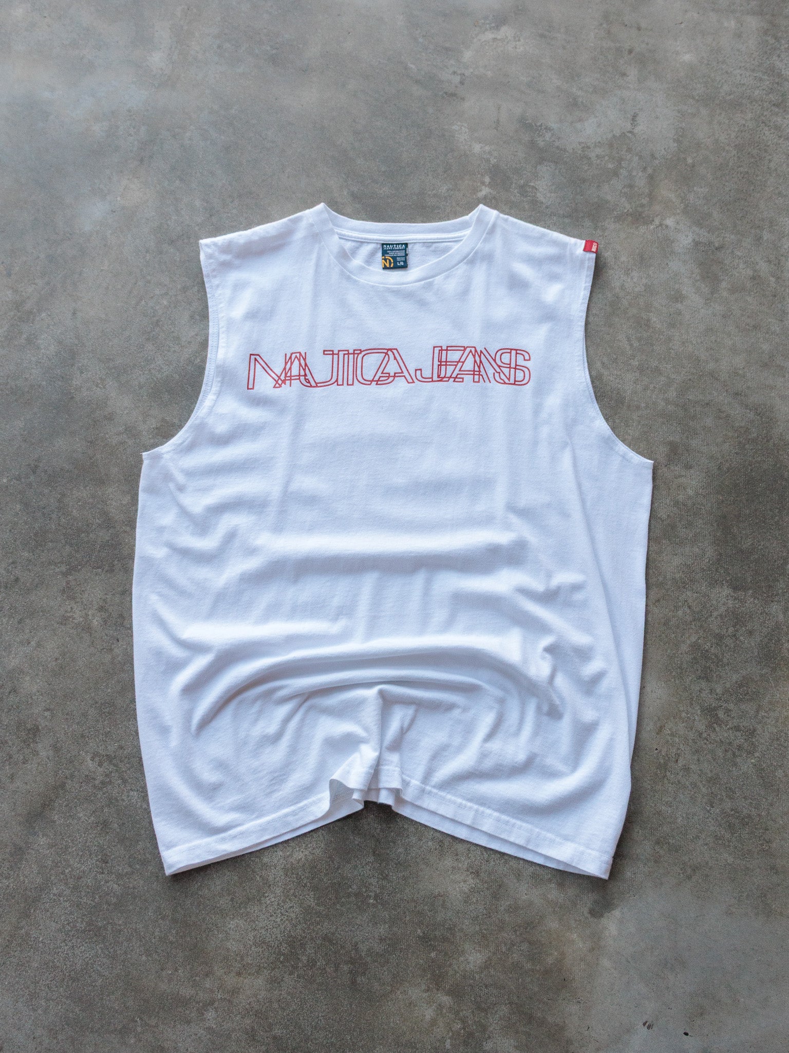 Vintage 90s White Nautica Jeans Tank (L)