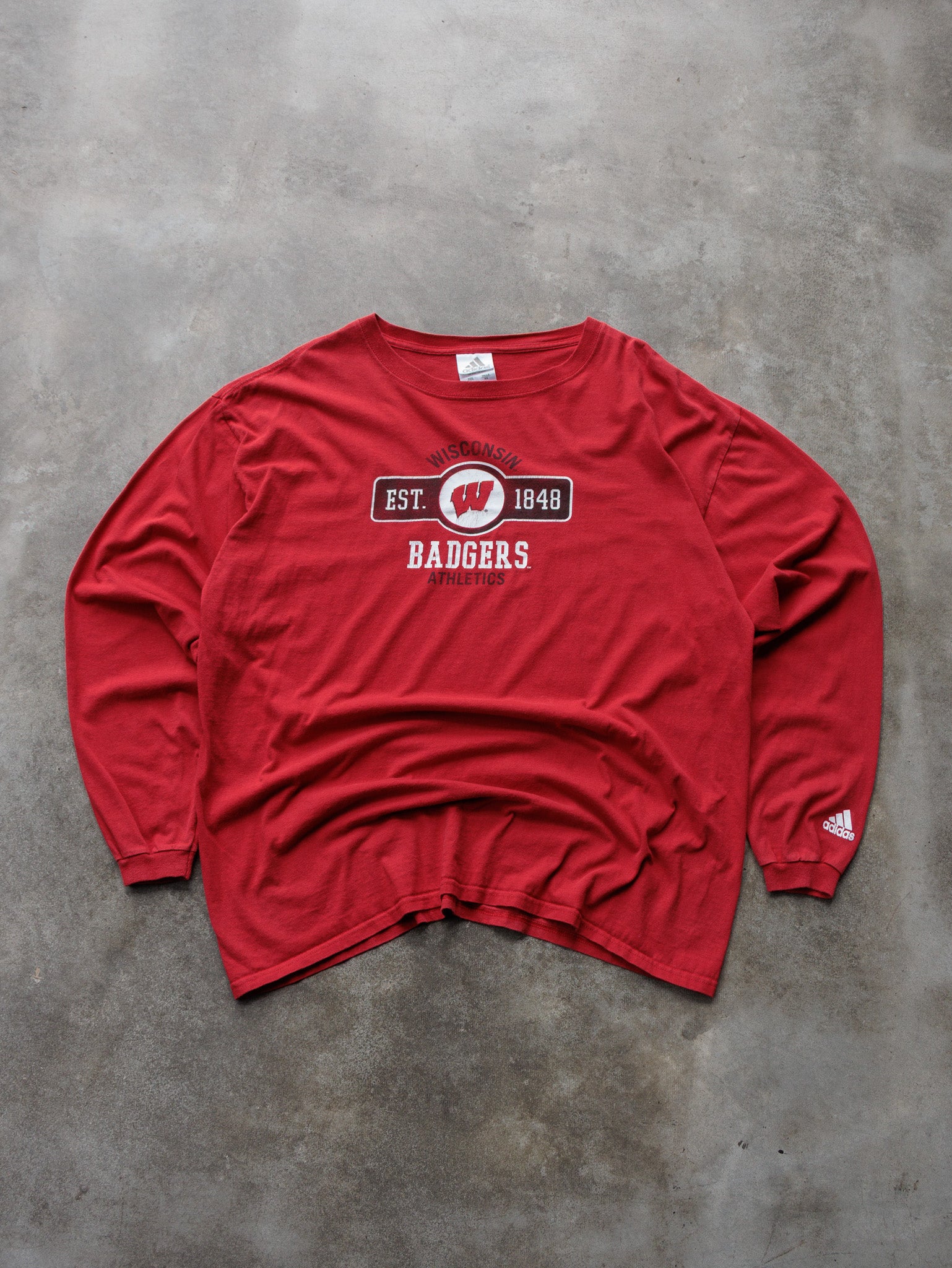 Vintage 00s Red Wisconsin Badgers Adidas Long Sleeve Tee (XL)