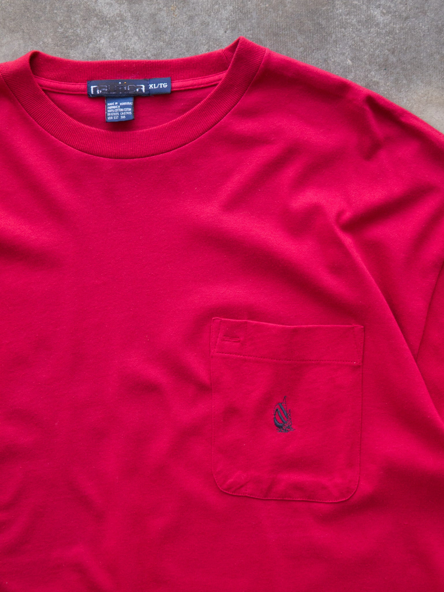 Vintage 00s Red Nautica Pocket Long Sleeve (XL)