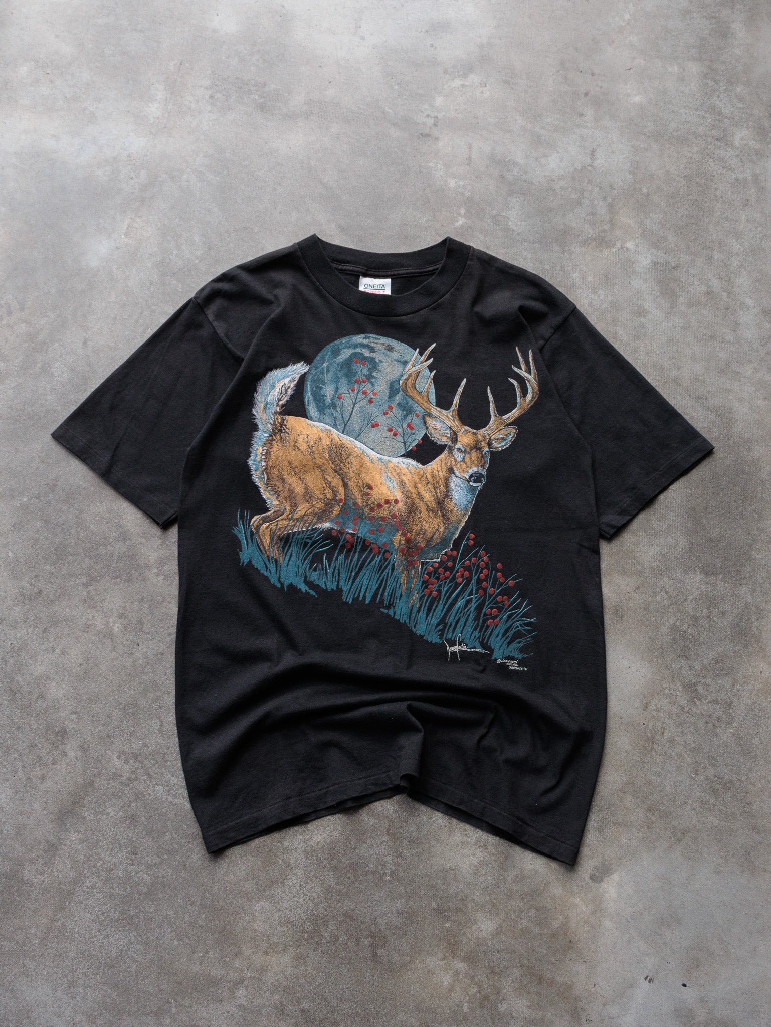 Vintage 90s Black Deer Tee (L)