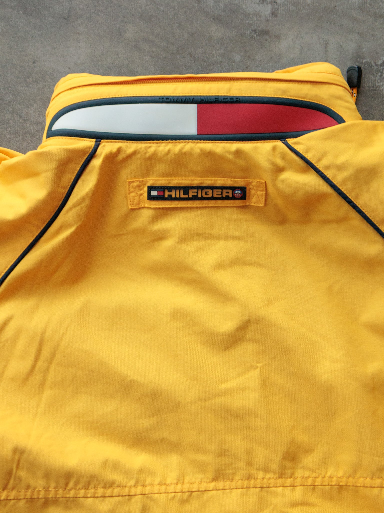Vintage Navy & Yellow Tommy Hilfiger Reversible Fleece Jacket (XL)