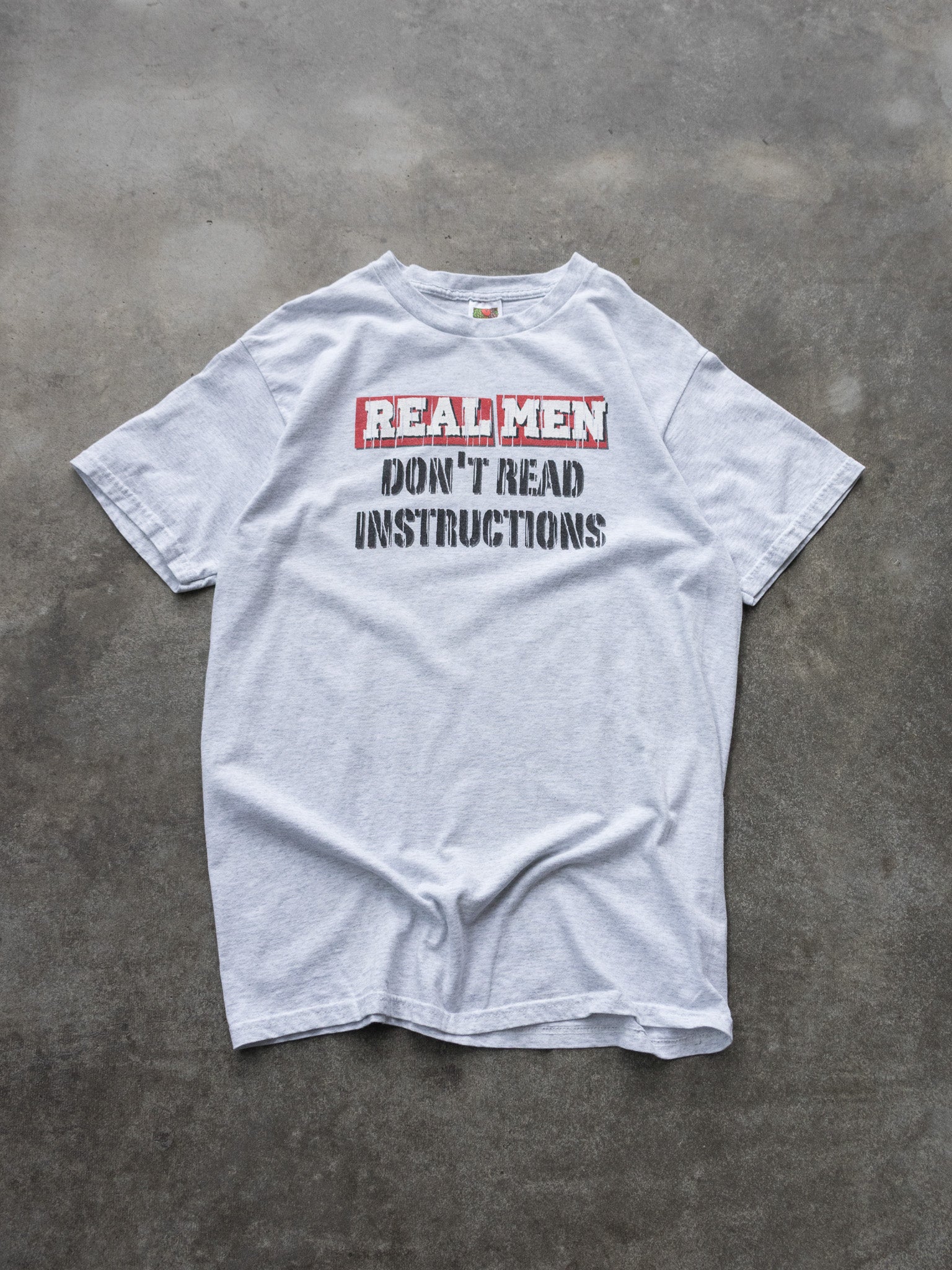 Vintage Real Men Don't Read Instructions Tee (L)