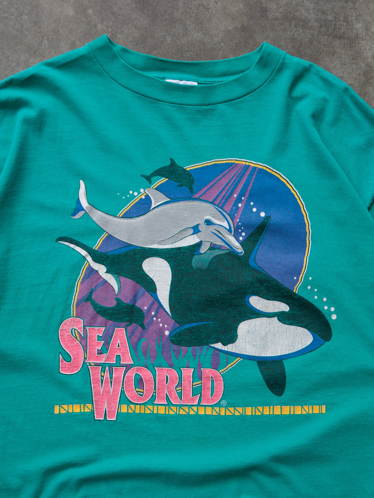Vintage 90s Green Sea World Orca Tee (2XL)