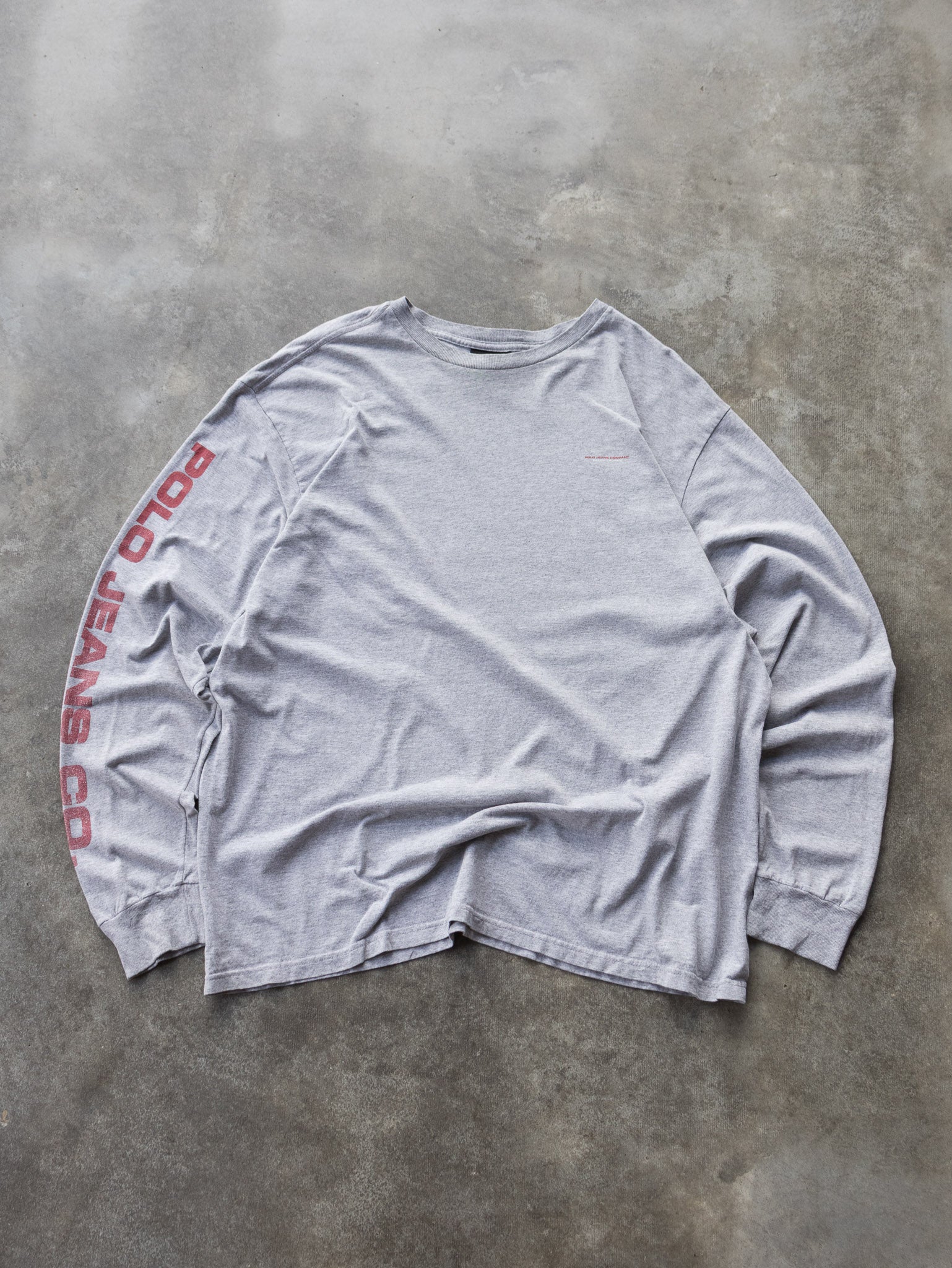Vintage Grey Polo Jeans Co. Ralph Lauren Spell Out Long Sleeve (XL)