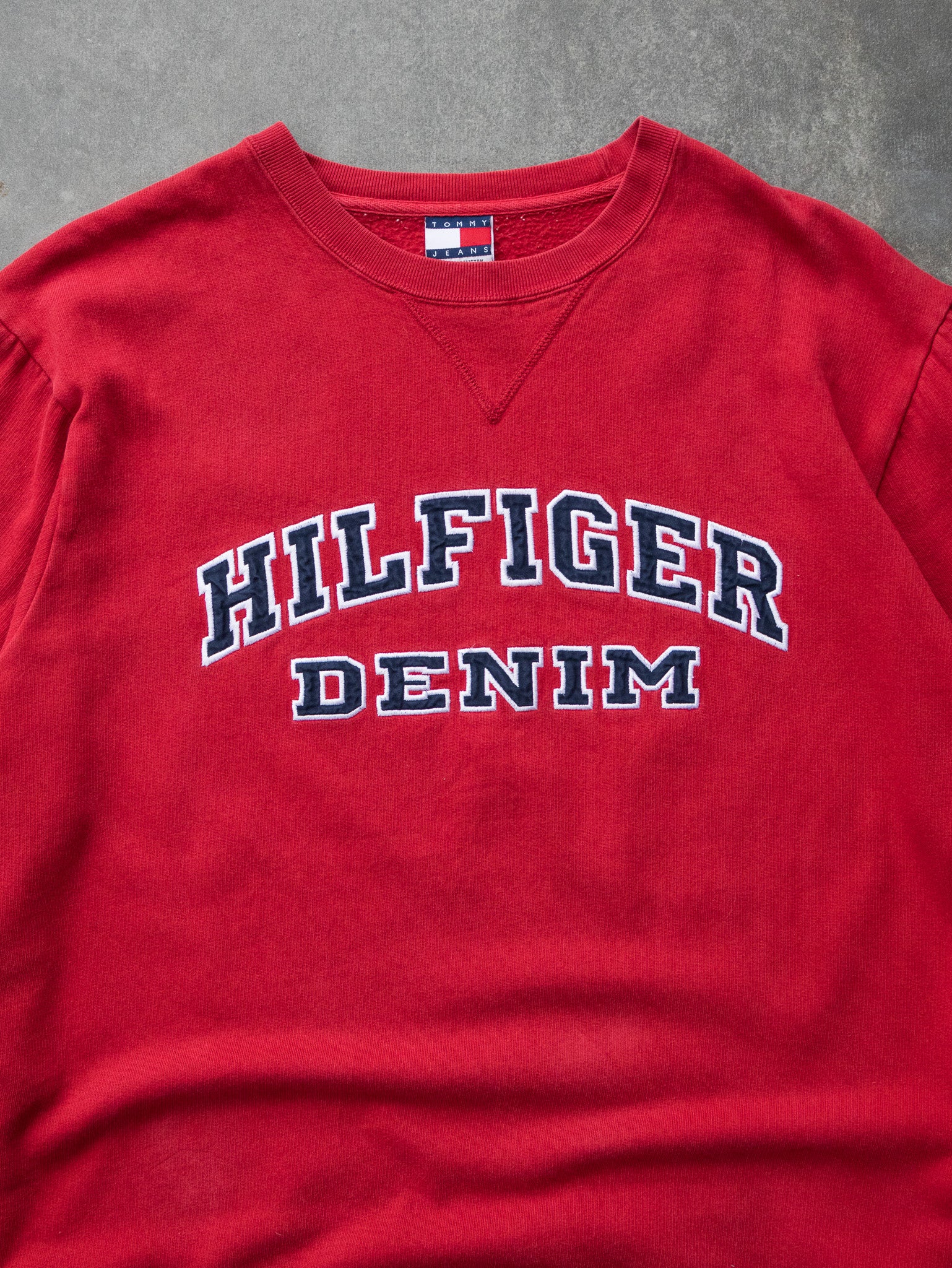 Vintage Red Hilfiger Denim Sweatshirt (L)