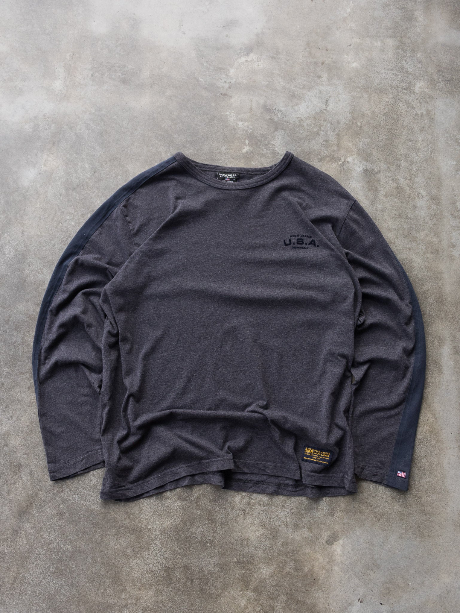 Vintage 90s Charcoal Polo Jeans Co. Ralph Lauren Long Sleeve (L)