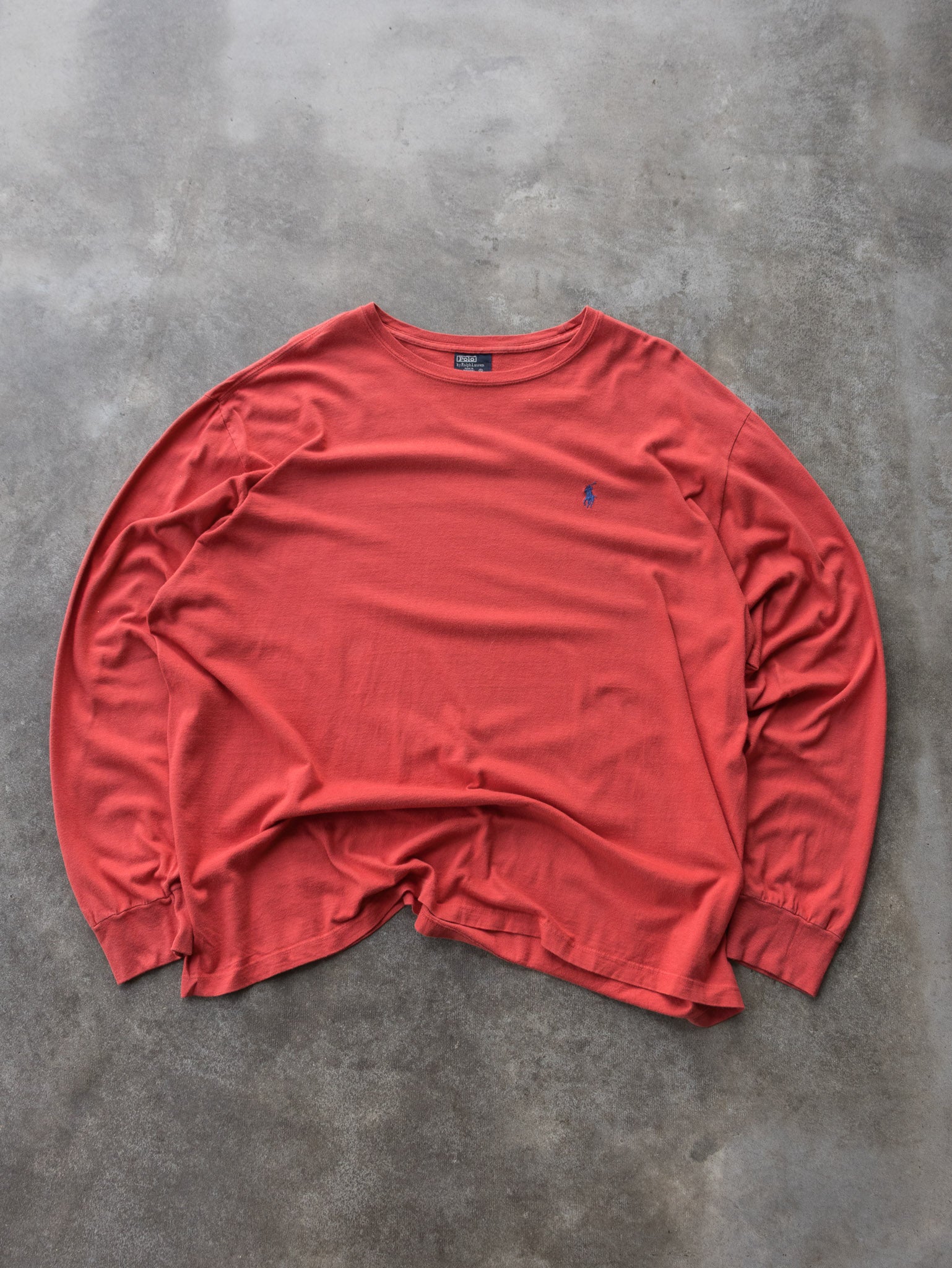 Vintage 00s Faded Red Polo Ralph Lauren Long Sleeve (XL)