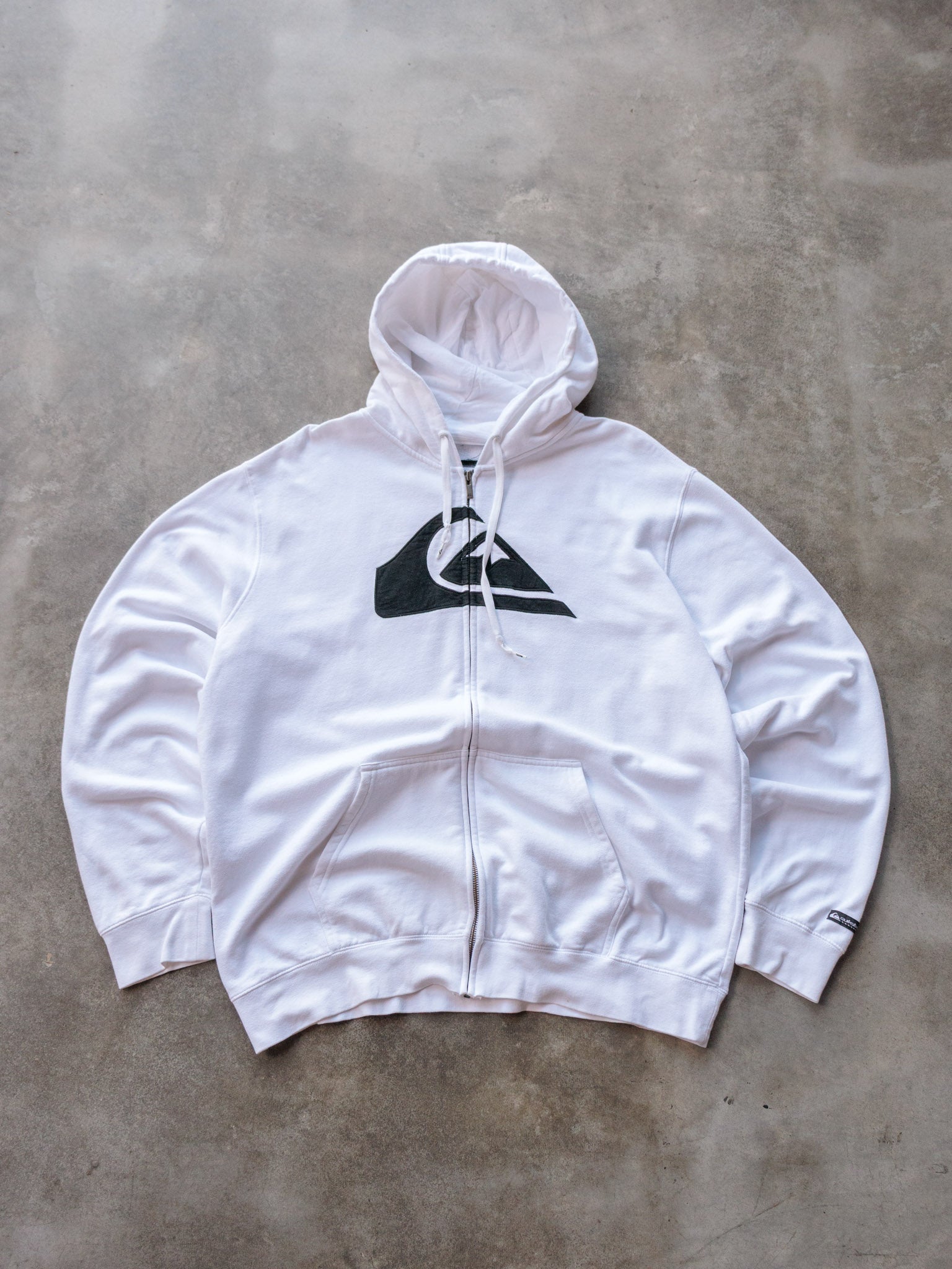 Vintage 00s White Quiksilver Full Zip Hoodie (XL)