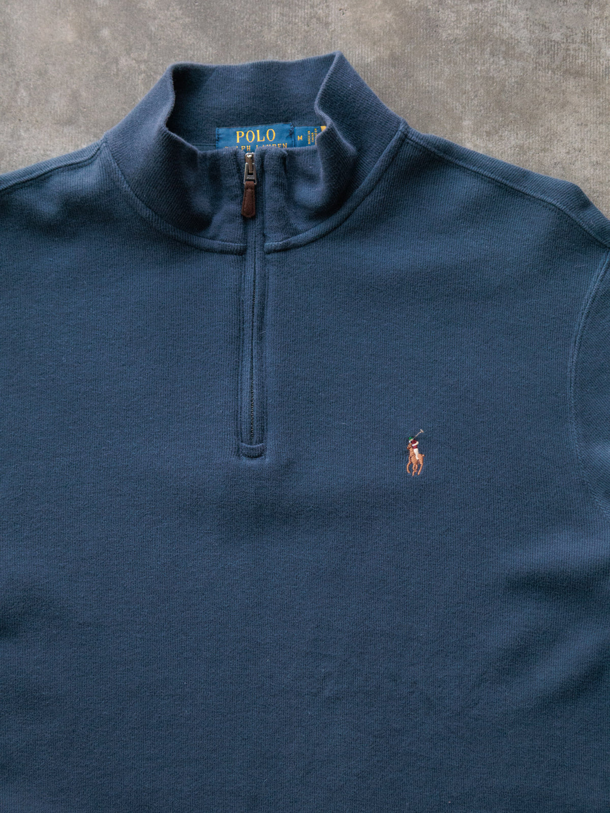Vintage Navy Polo Ralph Lauren Knit Quarter Zip (M)