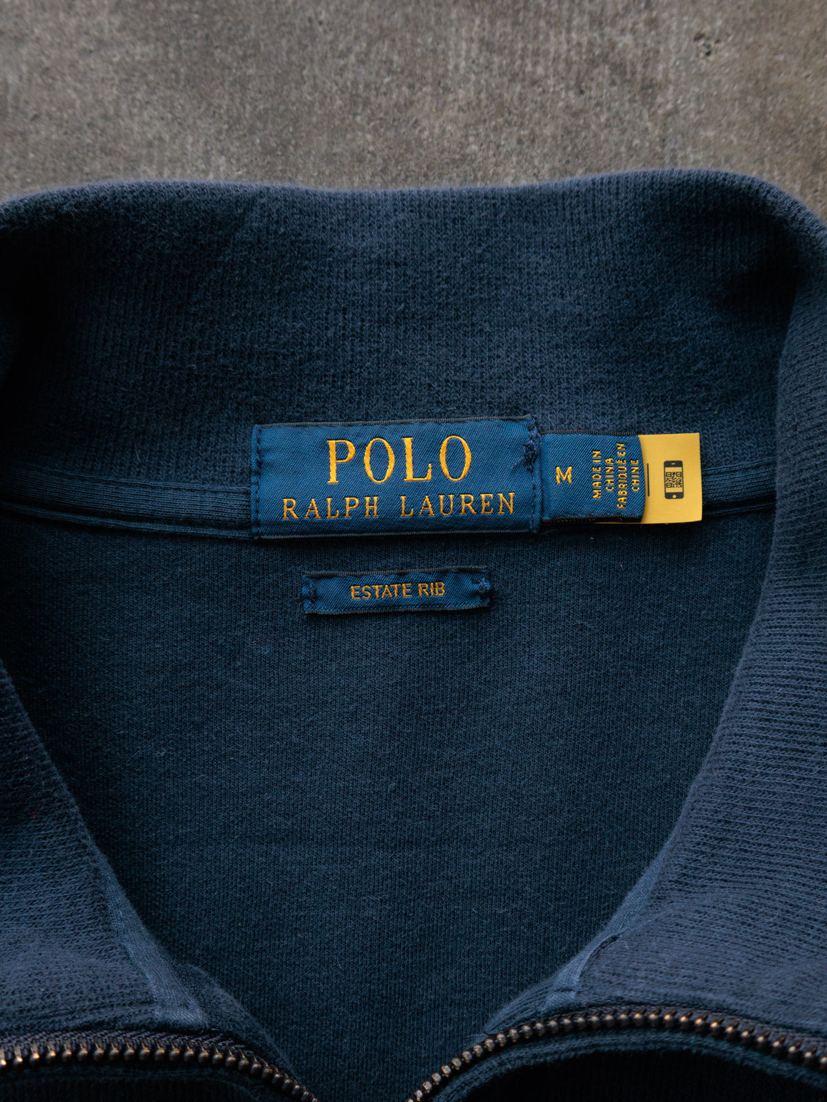 Vintage Navy Polo Ralph Lauren Knit Quarter Zip (M)