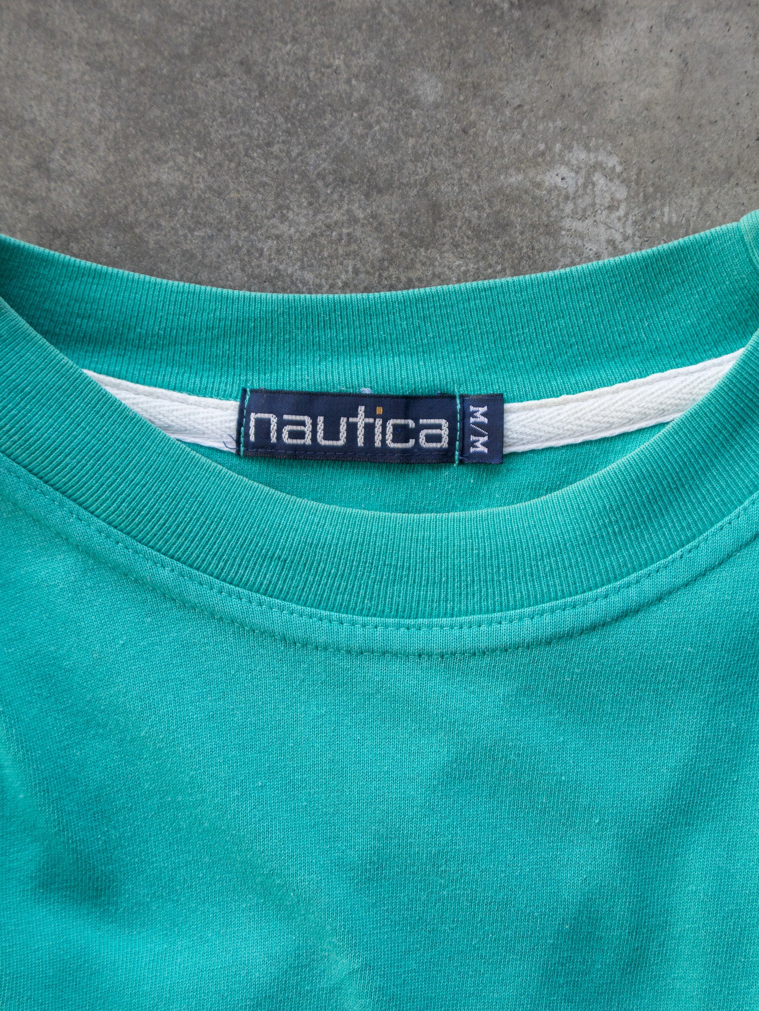 Vintage 90s Teal & White Nautica Panel Tee (M)