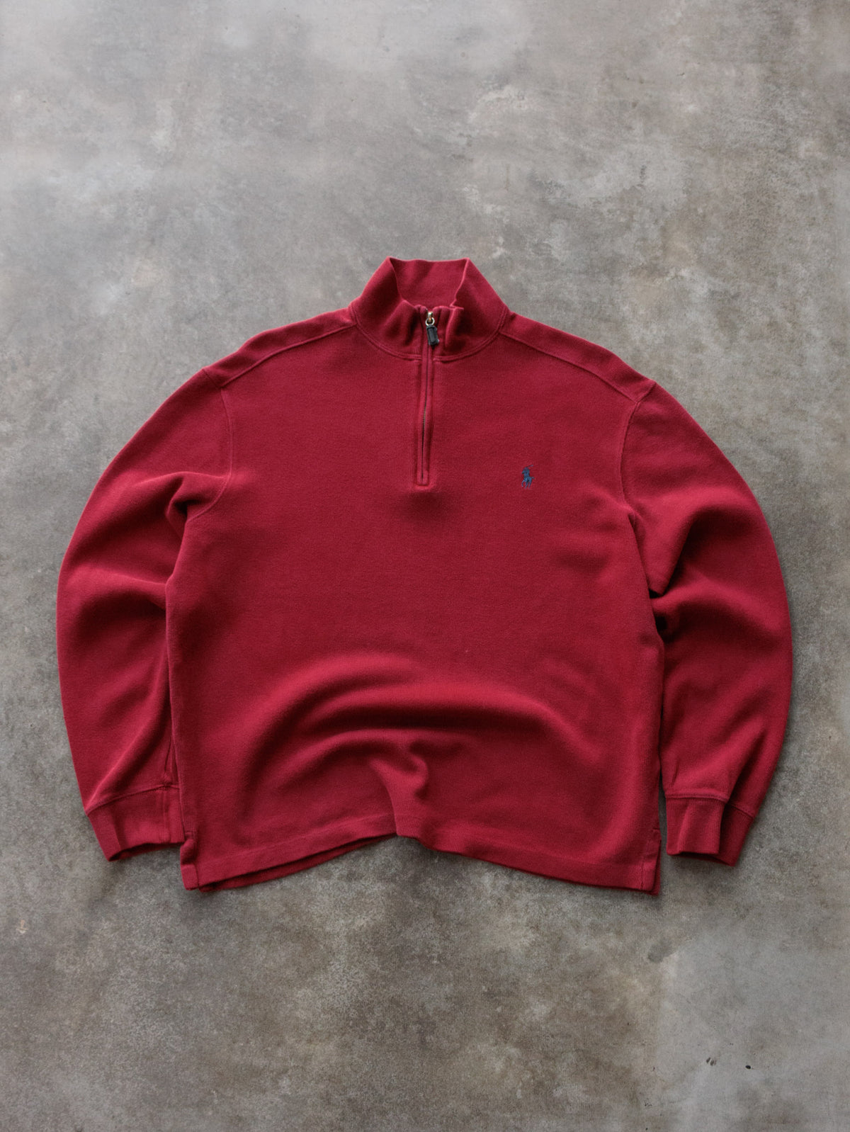 Vintage 90s Red Polo Ralph Lauren Knit Quarter Zip (M)