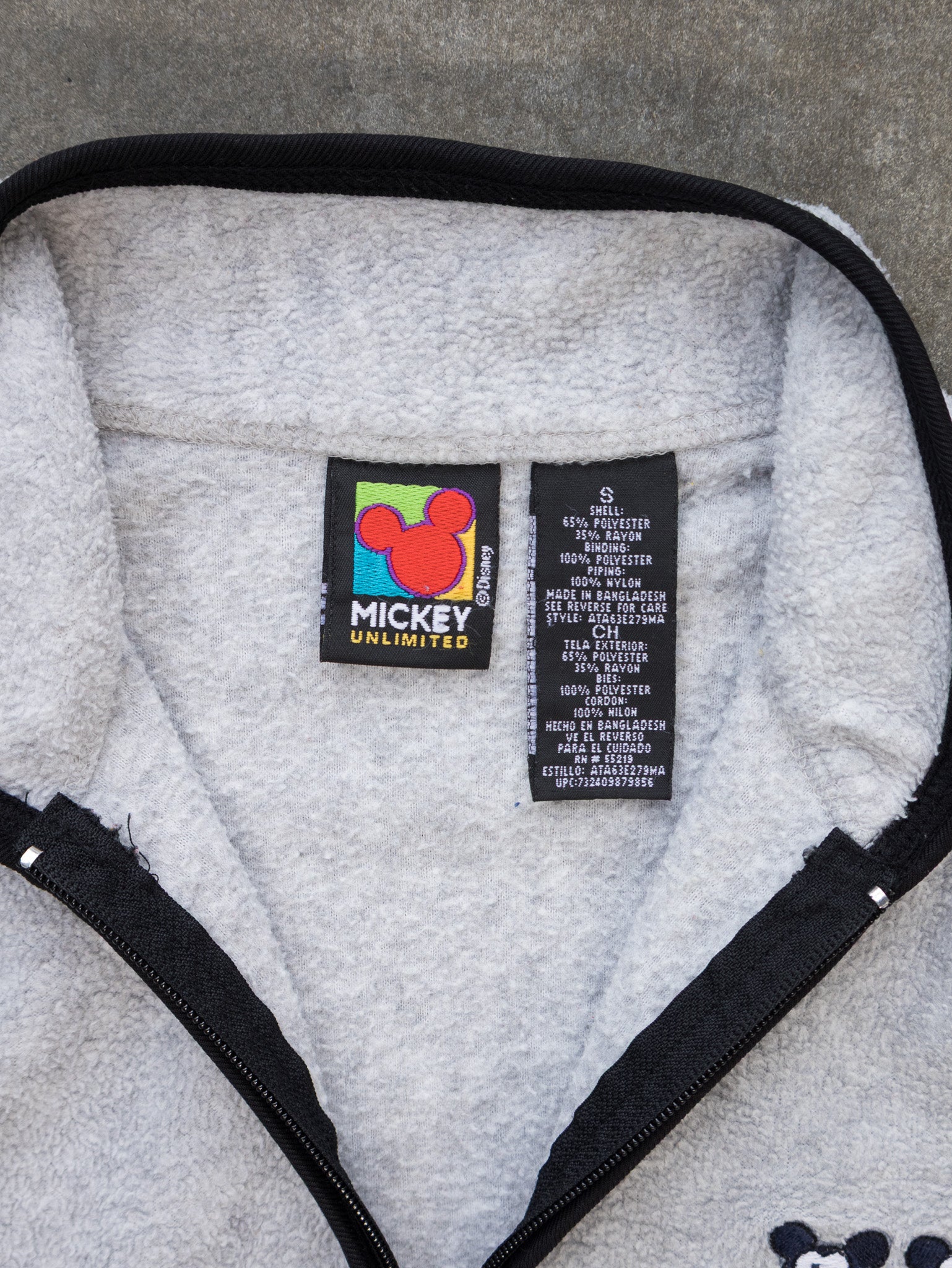 Vintage Grey Mickey Mouse Quarter Zip Sweatshirt (S)