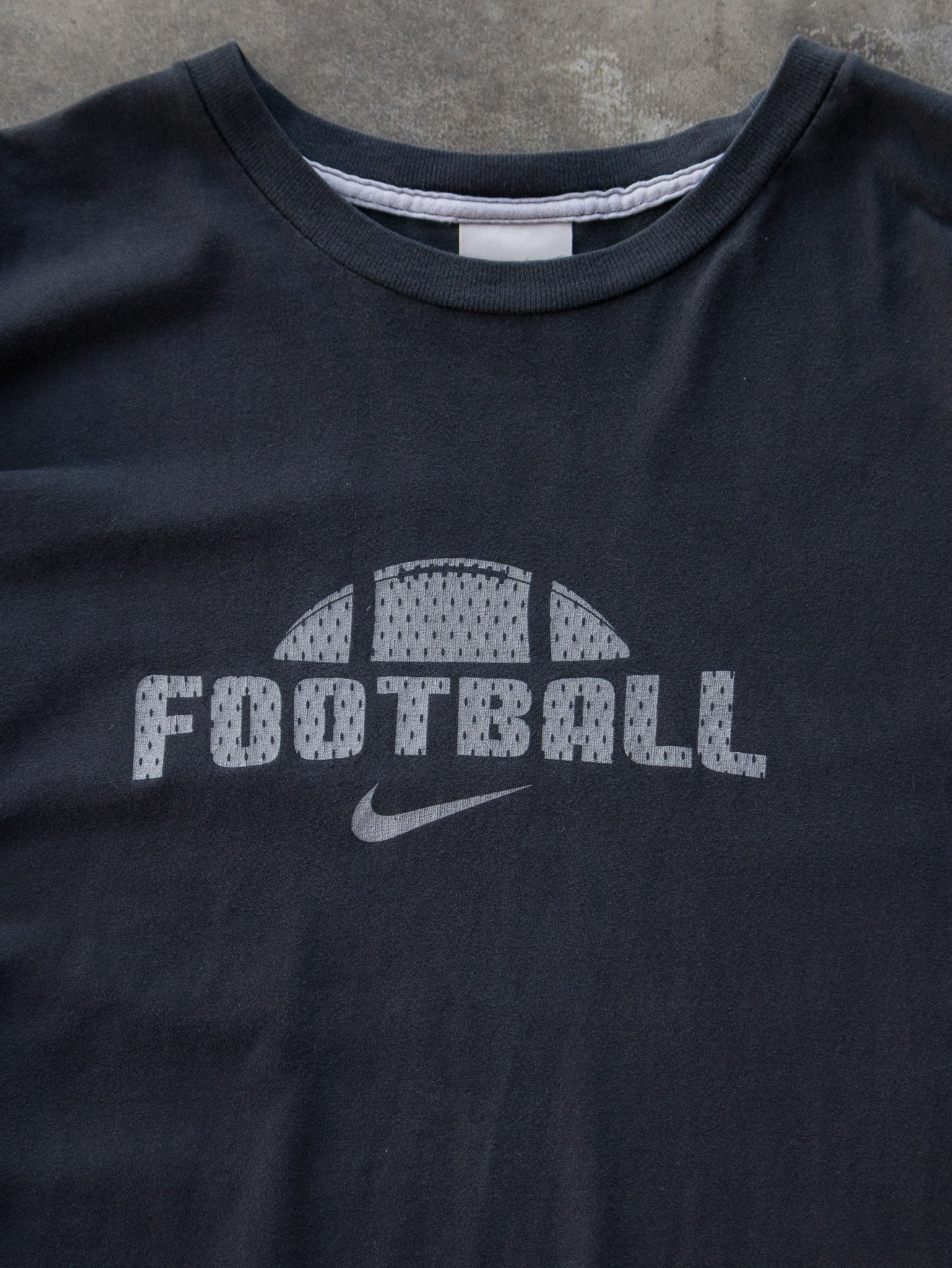 Vintage 00s Faded Black Nike Football Tee (2XL)