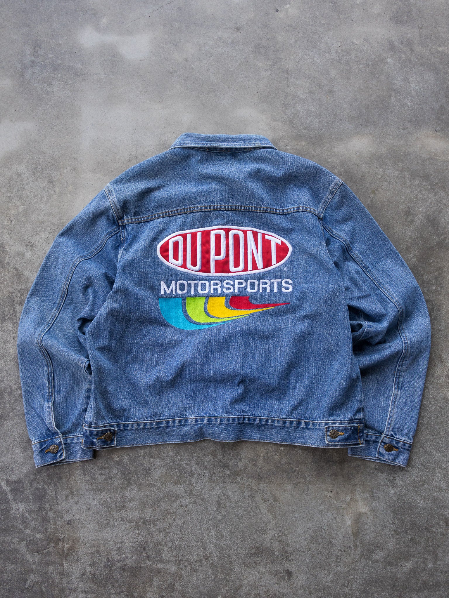 Vintage 90s Denim DuPont Motorsports Racing Jacket (XL)