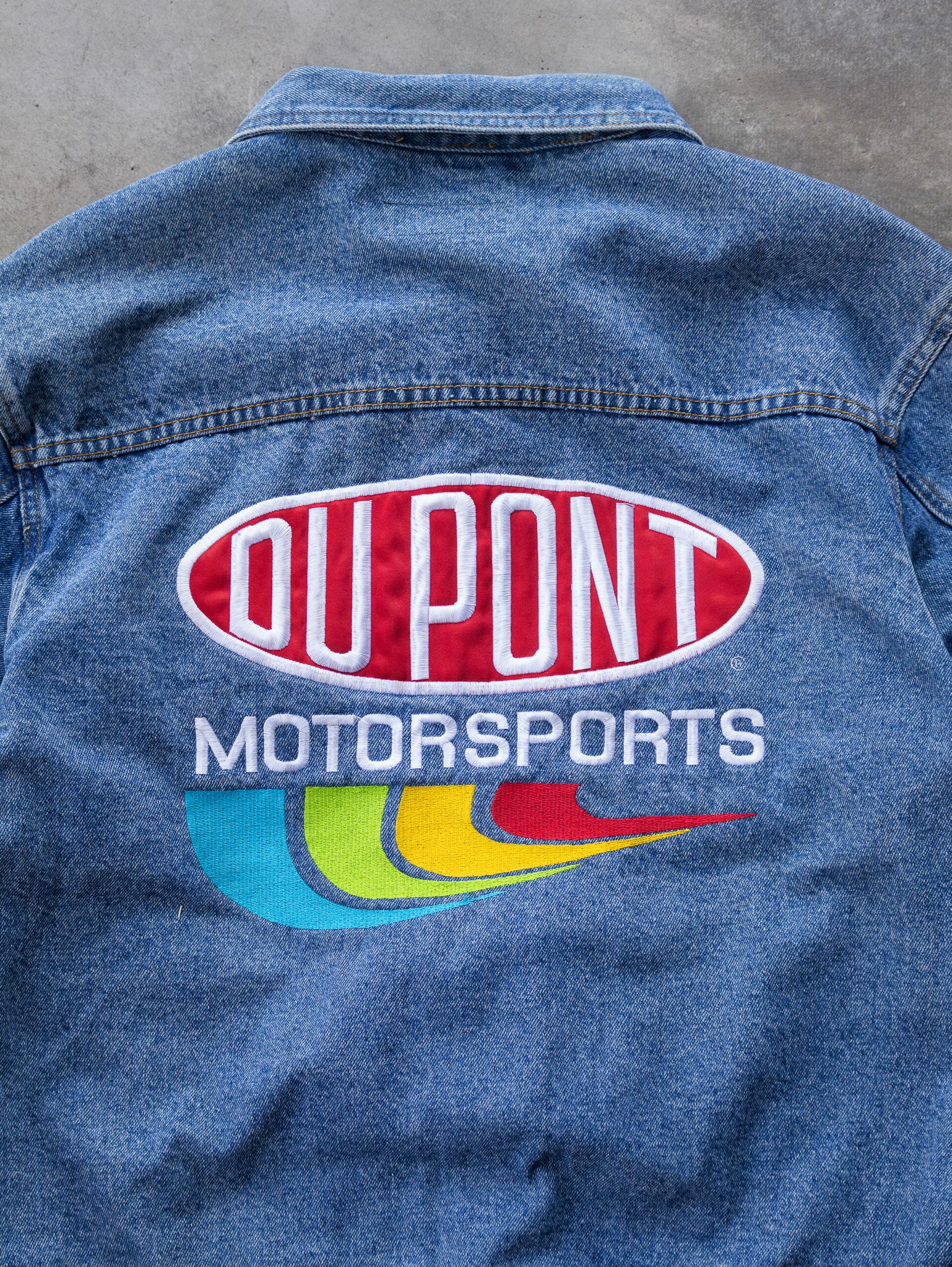 Vintage 90s Denim DuPont Motorsports Racing Jacket (XL)