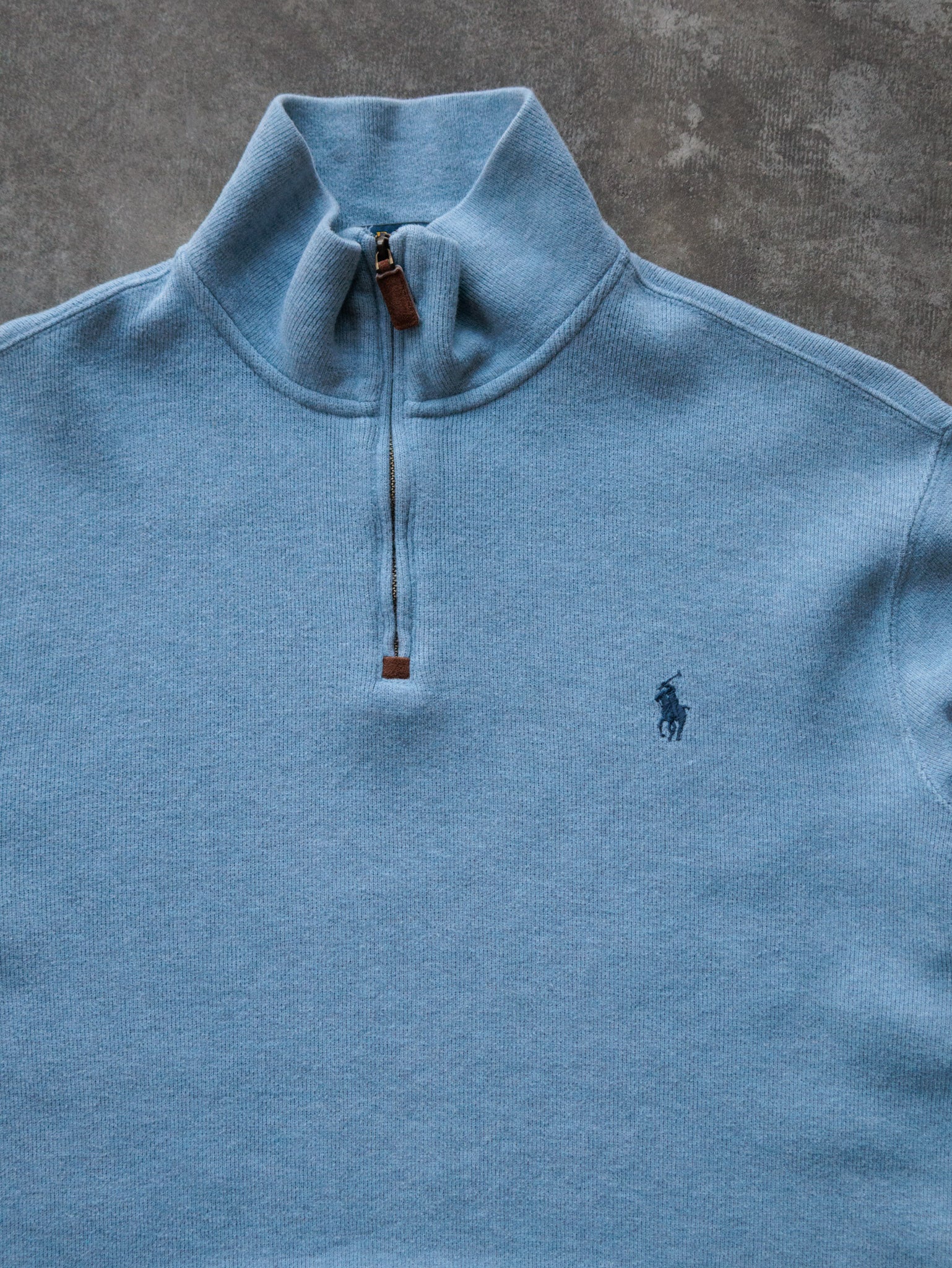 Vintage 00s Blue Polo Ralph Lauren Knit Quarter Zip (M)